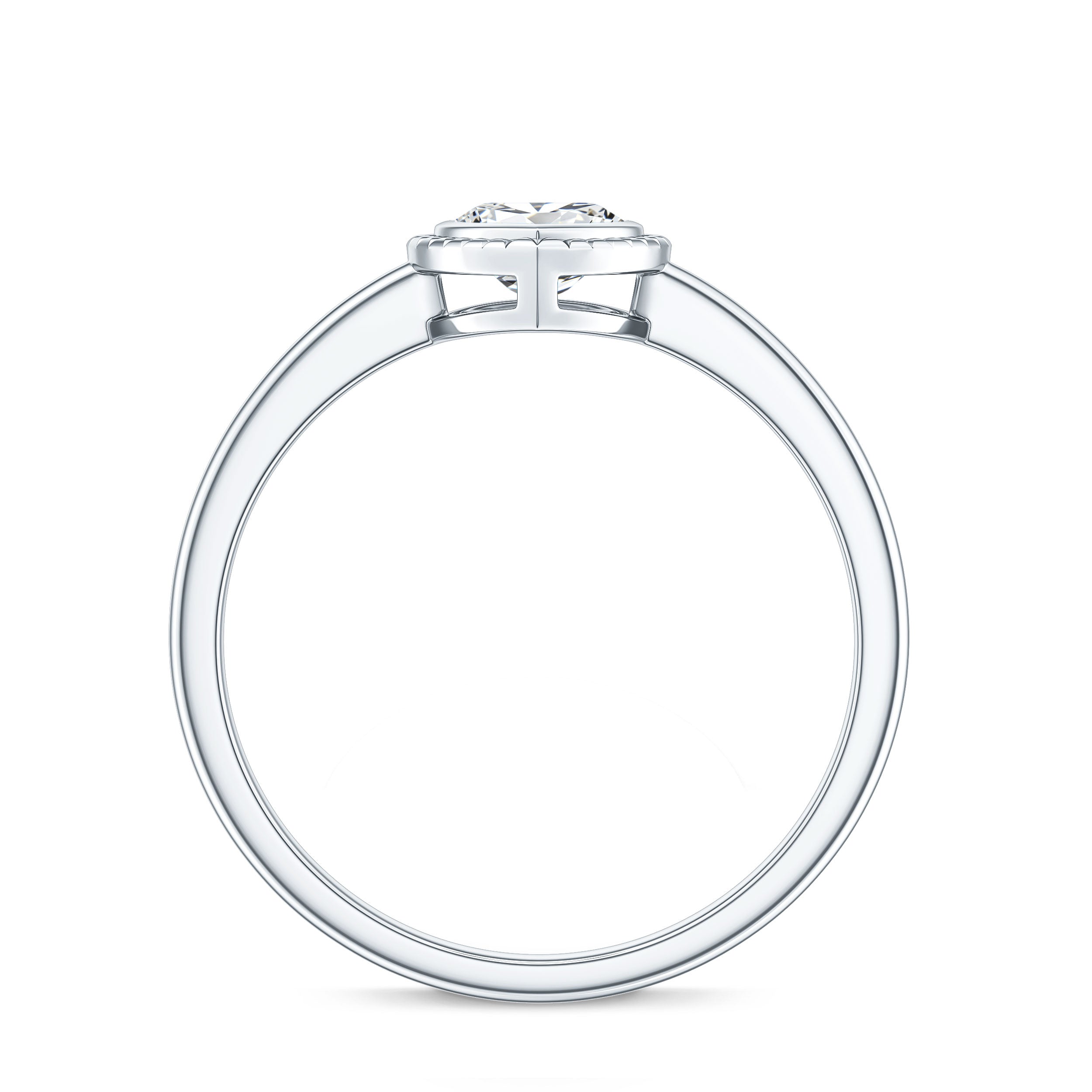 Lab Grown Diamond Heart Solitaire Ring with Engraved Details Lab - ( EF-VS ) - Rosec Jewels
