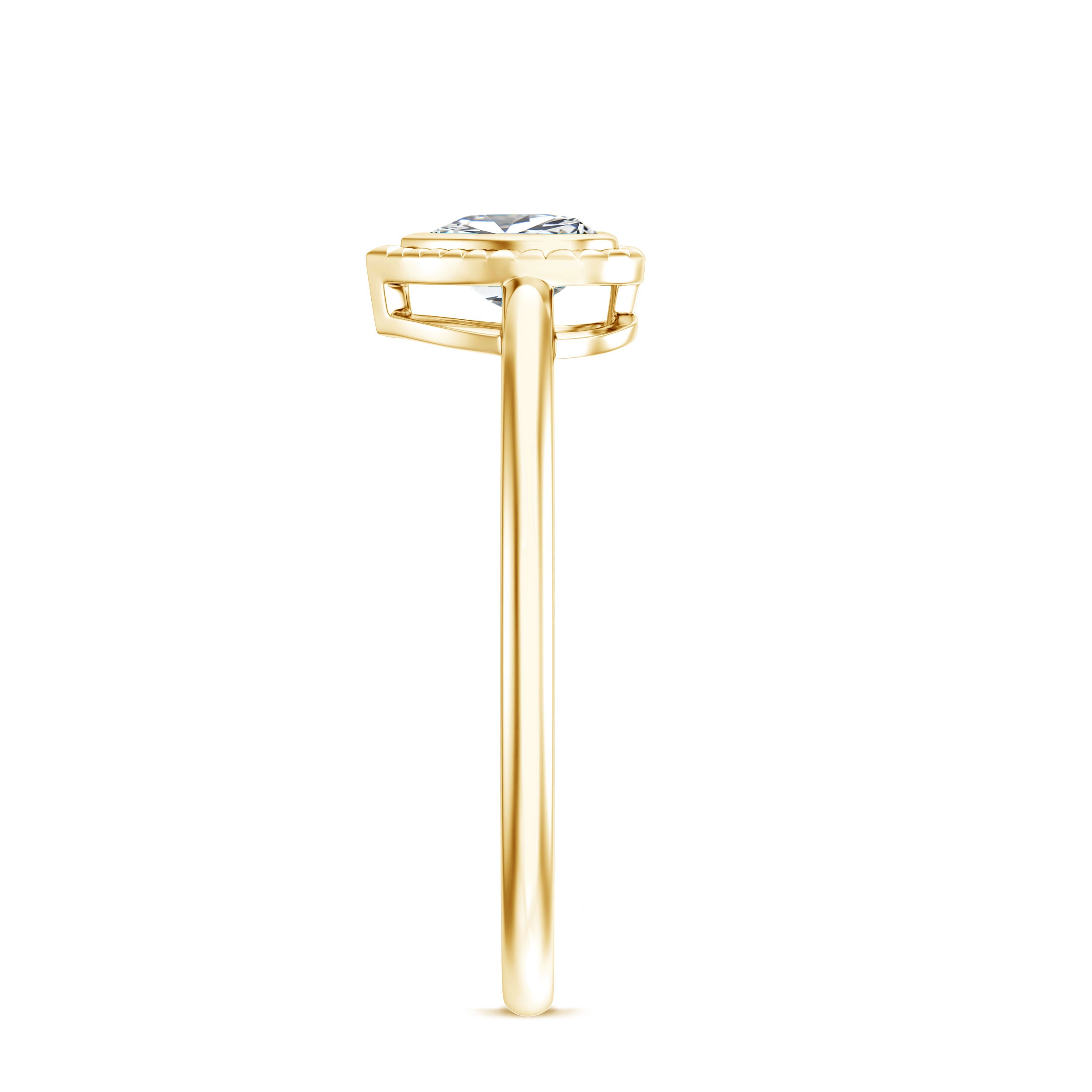 Lab Grown Diamond Heart Solitaire Ring with Engraved Details Lab - ( EF-VS ) - Rosec Jewels