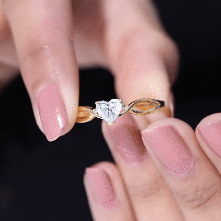 Lab Grown Diamond Heart Promise Ring in Crossover Shank Lab - ( EF-VS ) - Rosec Jewels