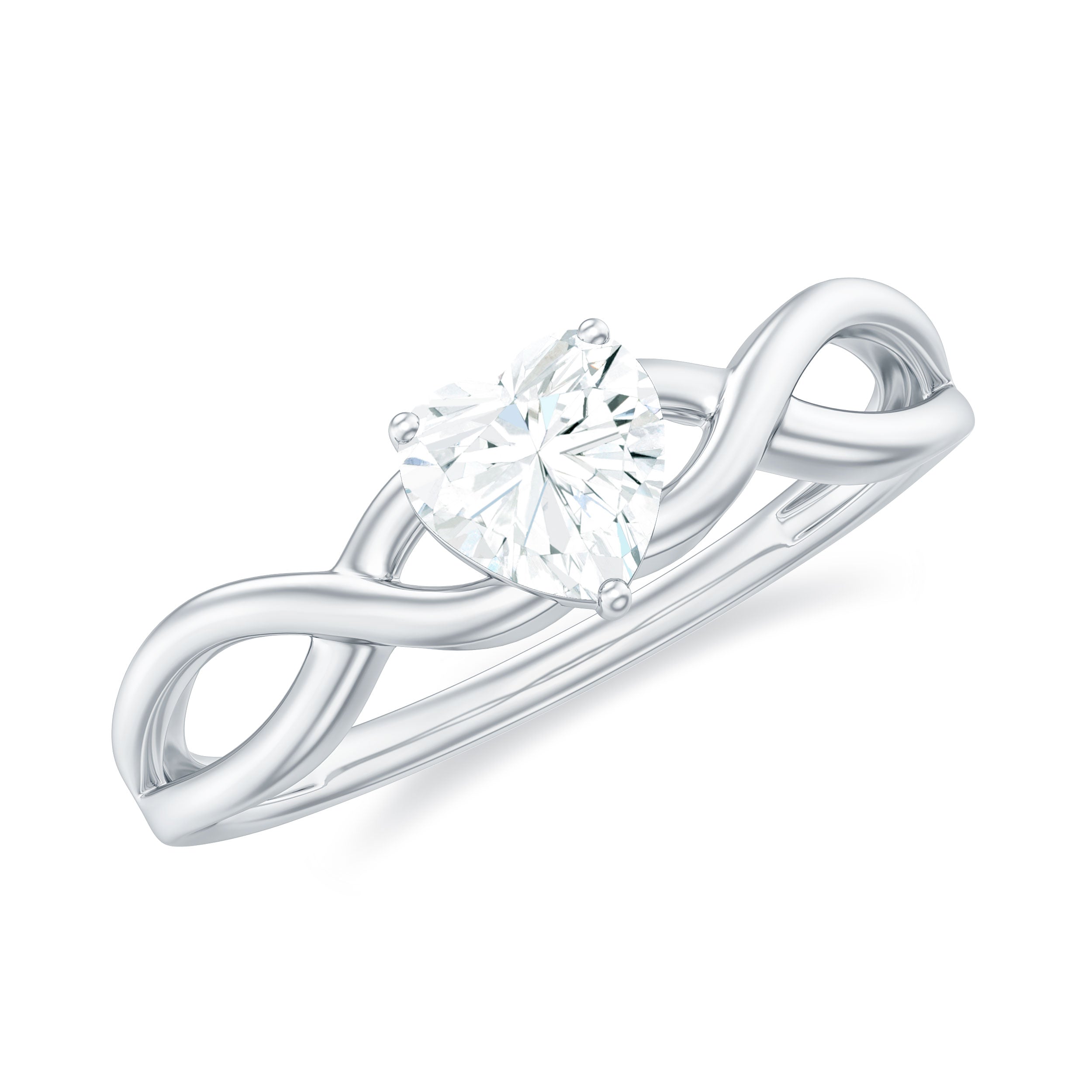 Lab Grown Diamond Heart Promise Ring in Crossover Shank