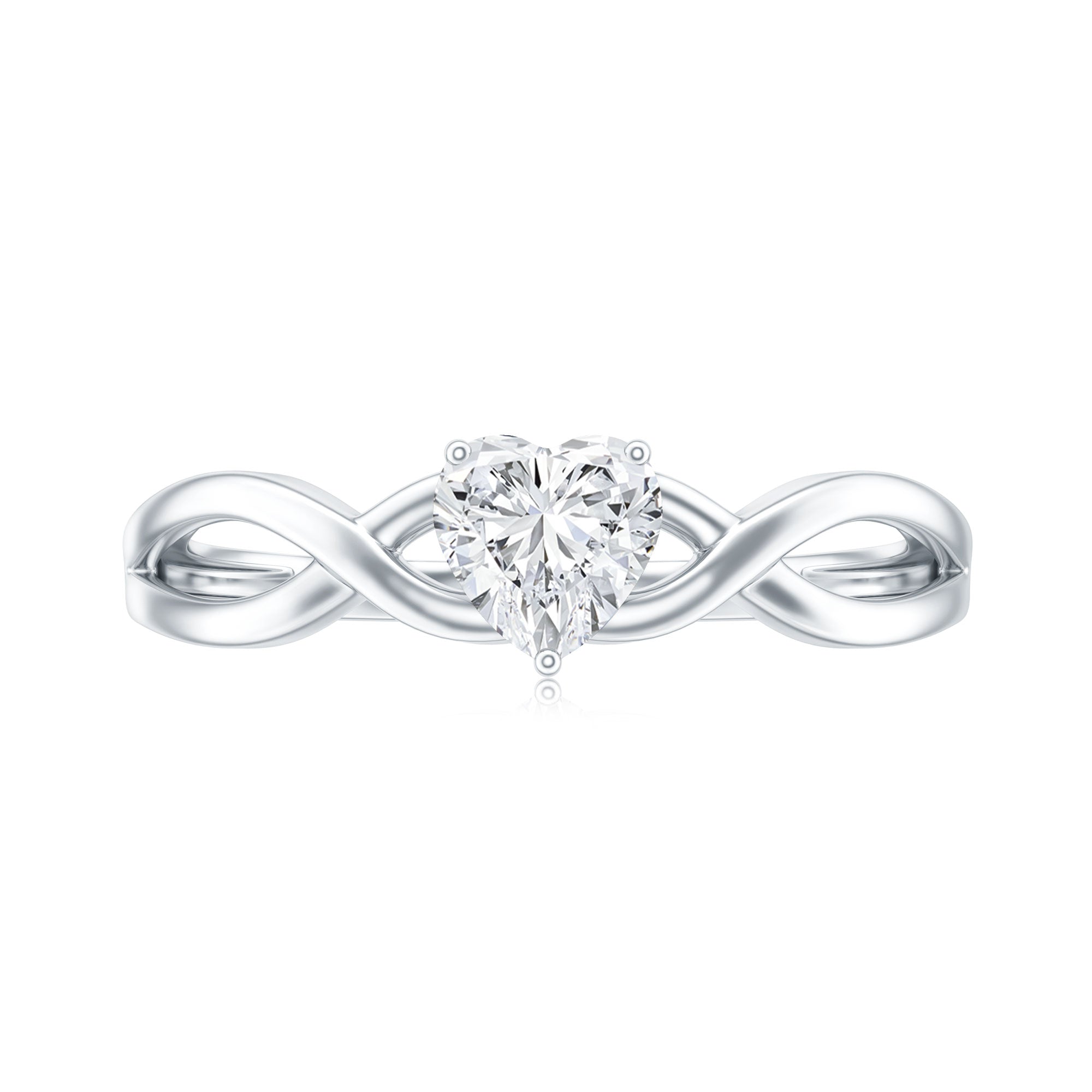 Lab Grown Diamond Heart Promise Ring in Crossover Shank Lab - ( EF-VS ) - Rosec Jewels