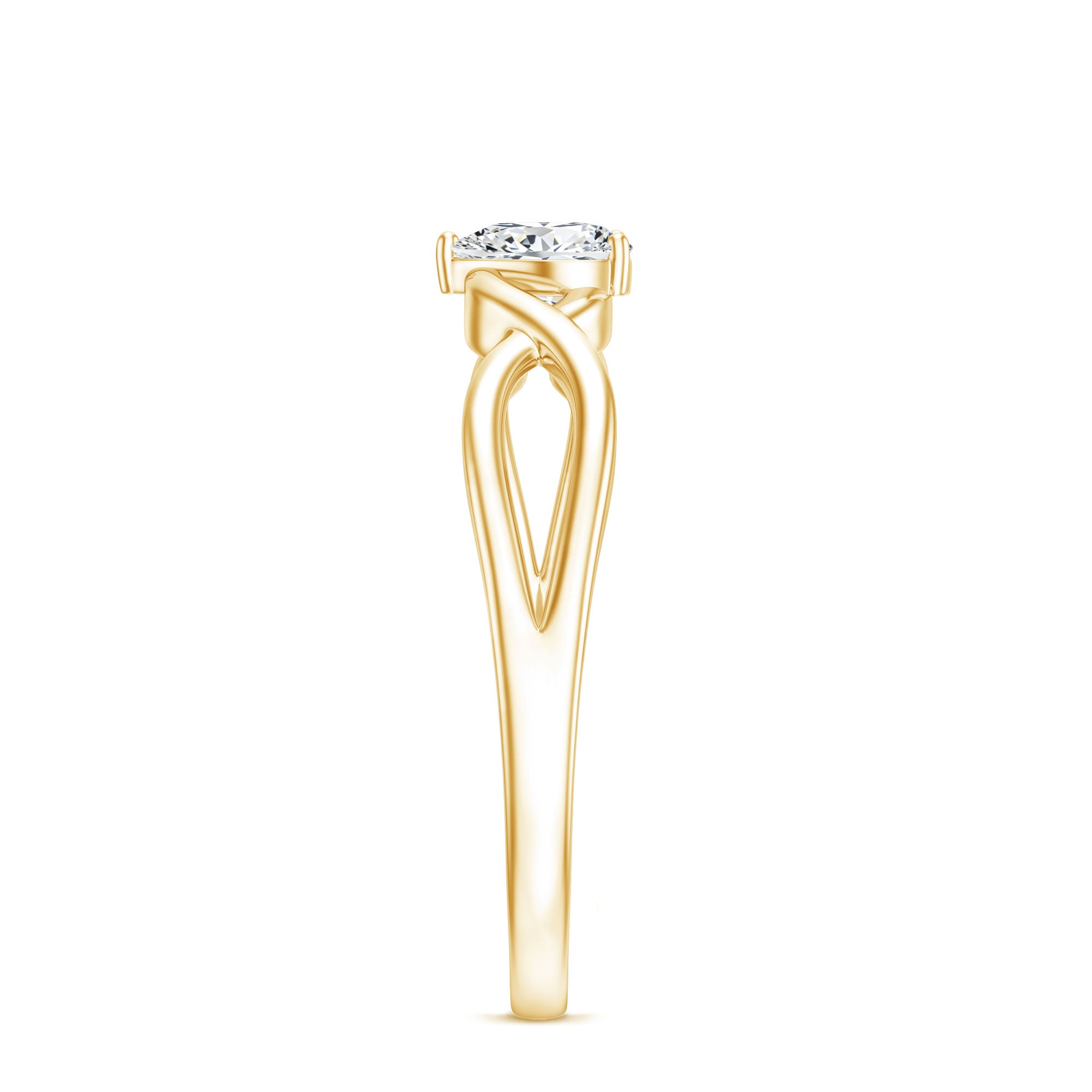 Lab Grown Diamond Heart Promise Ring in Crossover Shank Lab - ( EF-VS ) - Rosec Jewels