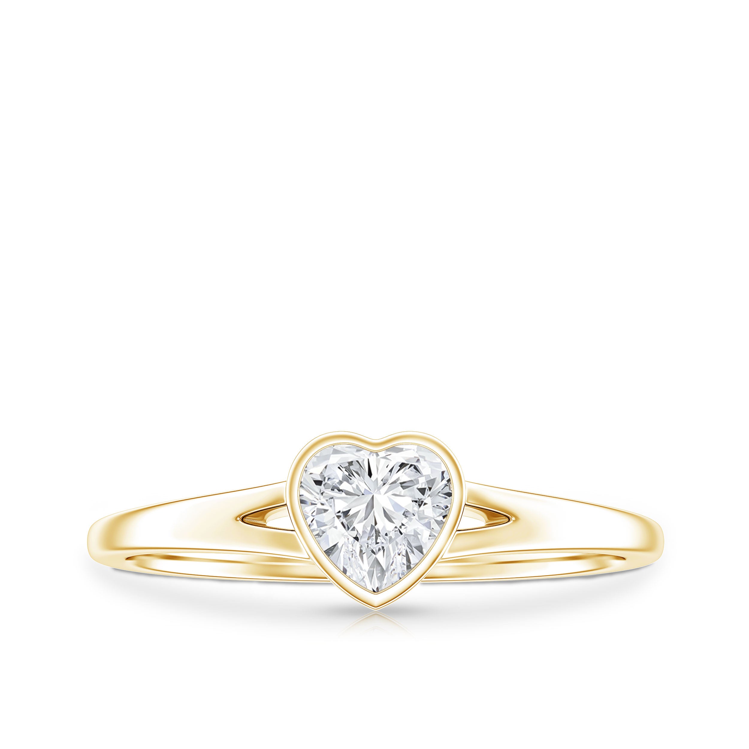 Heart Shape Lab Grown Diamond Solitaire Ring in Split Shank Lab - ( EF-VS ) - Rosec Jewels