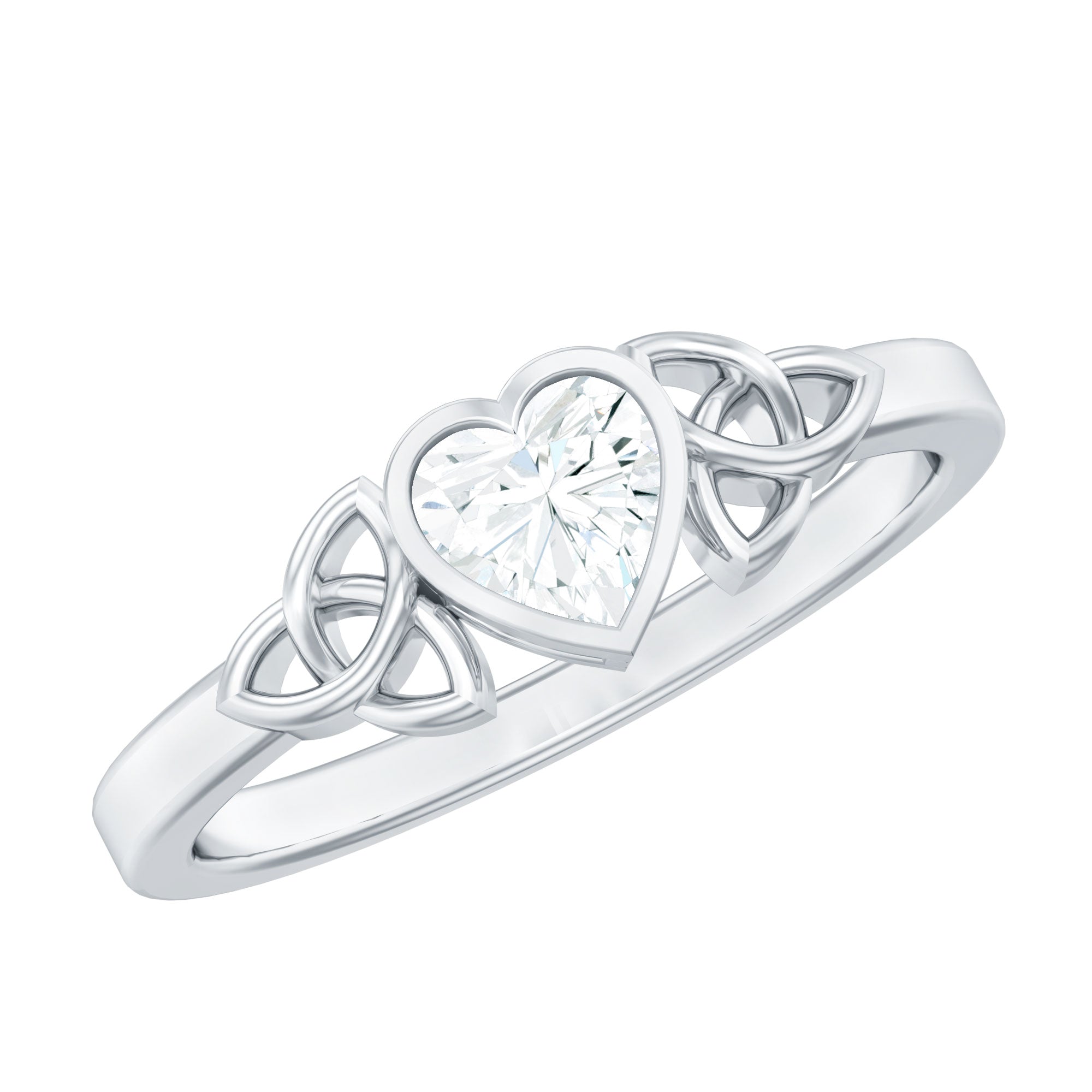 Heart Shape Lab Grown Diamond Solitaire Celtic Ring