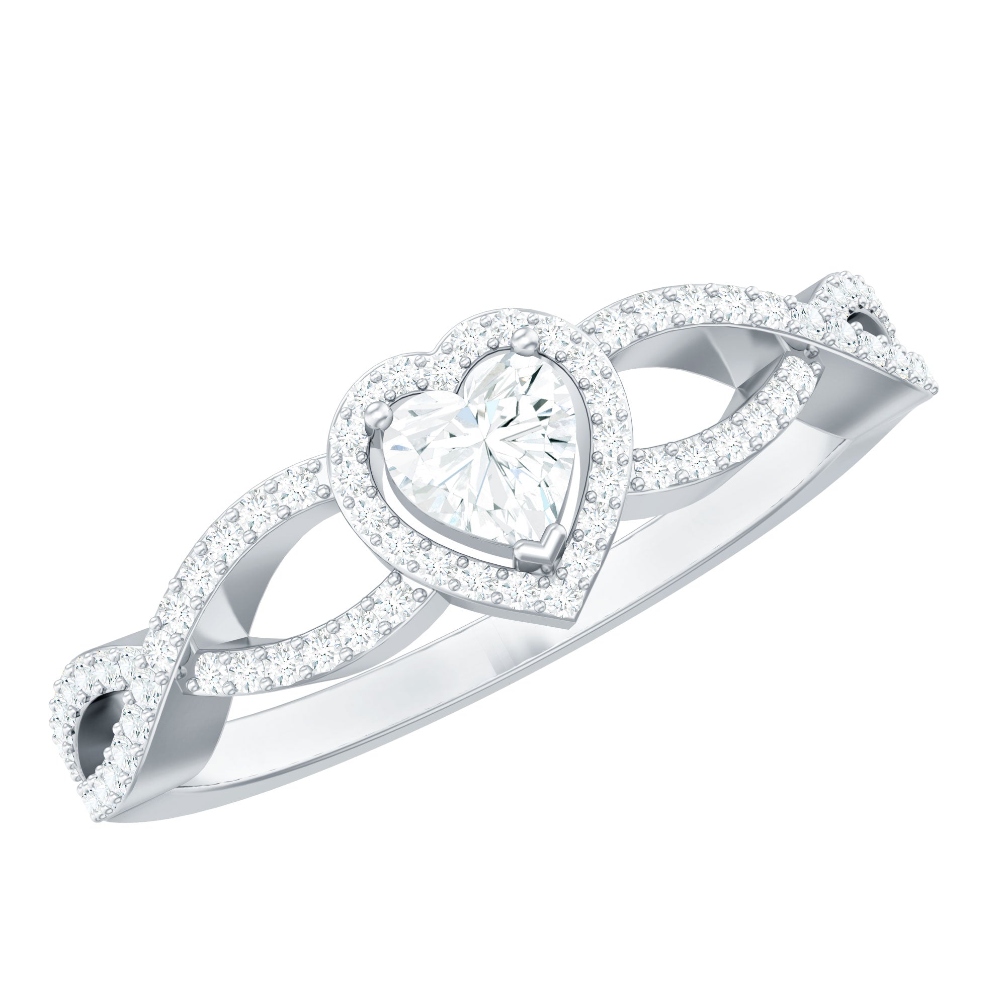 Heart Shape Lab Grown Diamond Criss Cross Engagement Ring Lab - ( EF-VS ) - Rosec Jewels