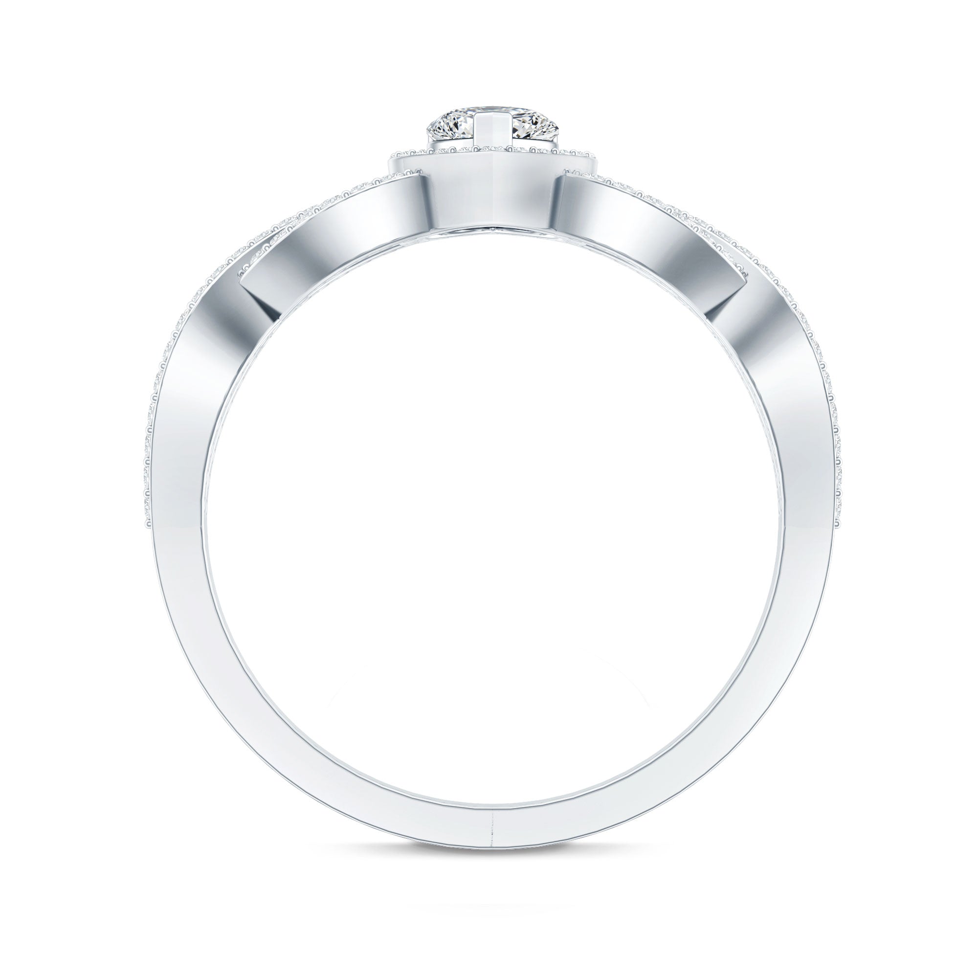 Heart Shape Lab Grown Diamond Criss Cross Engagement Ring Lab - ( EF-VS ) - Rosec Jewels