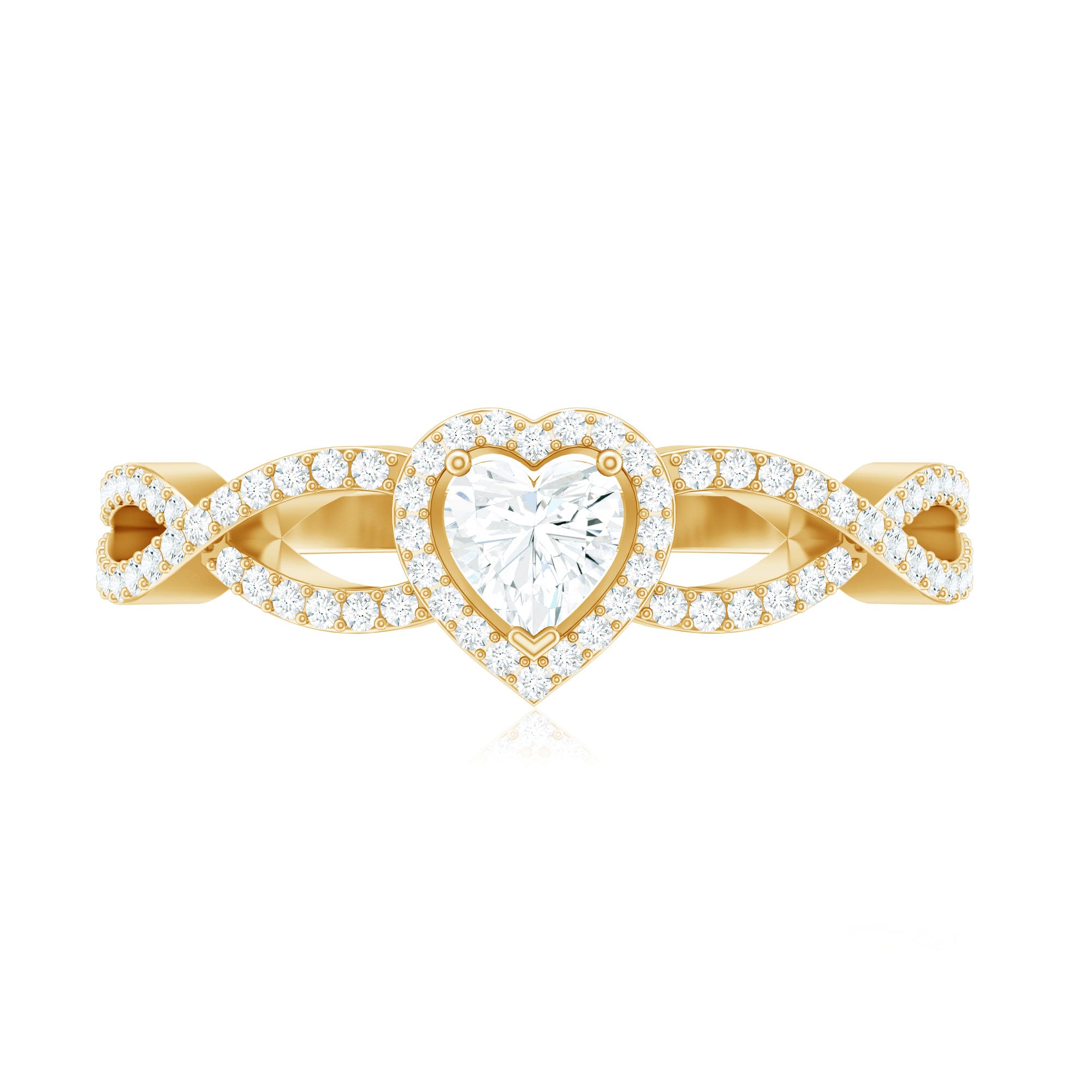 Heart Shape Lab Grown Diamond Criss Cross Engagement Ring Lab - ( EF-VS ) - Rosec Jewels