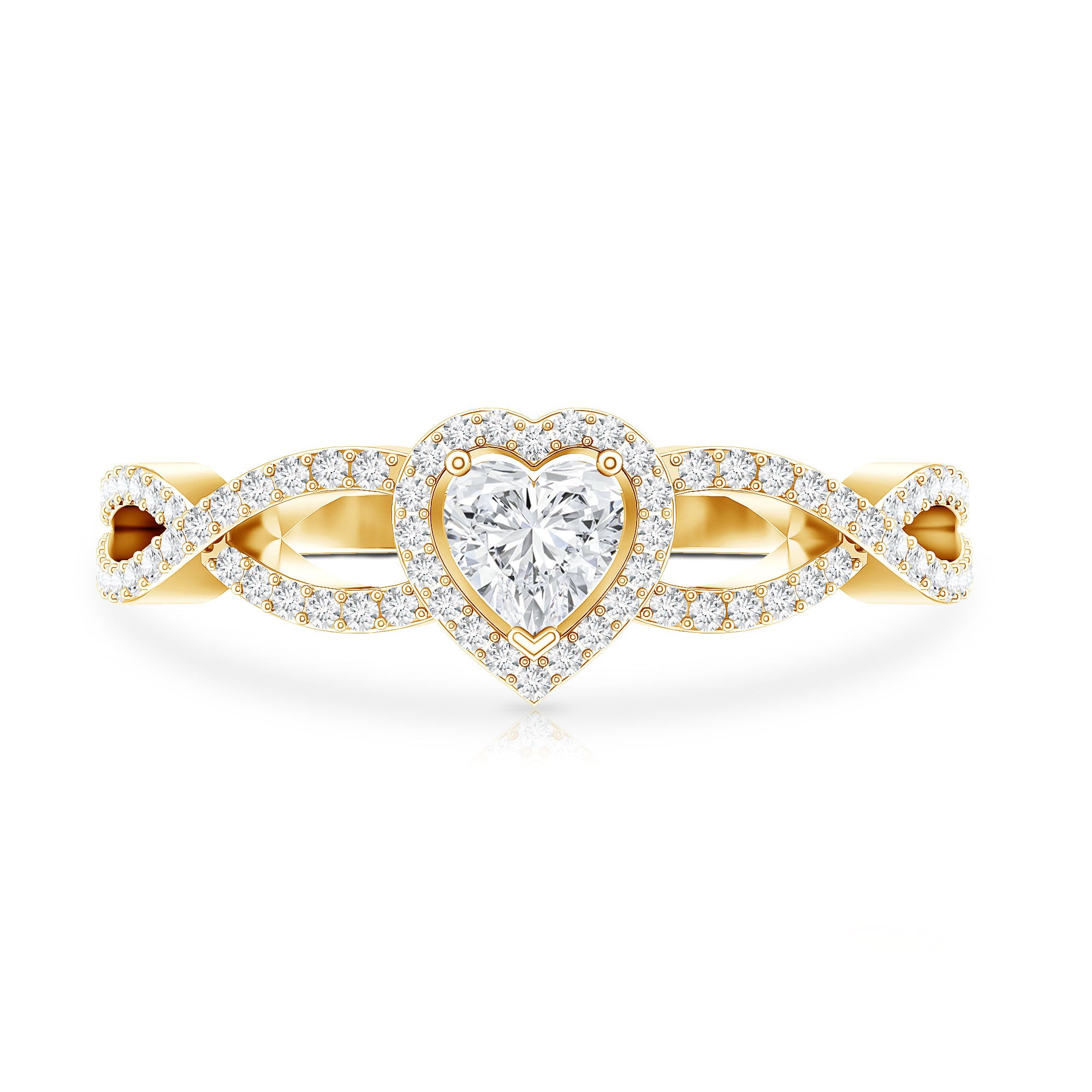 Heart Shape Lab Grown Diamond Criss Cross Engagement Ring Lab - ( EF-VS ) - Rosec Jewels