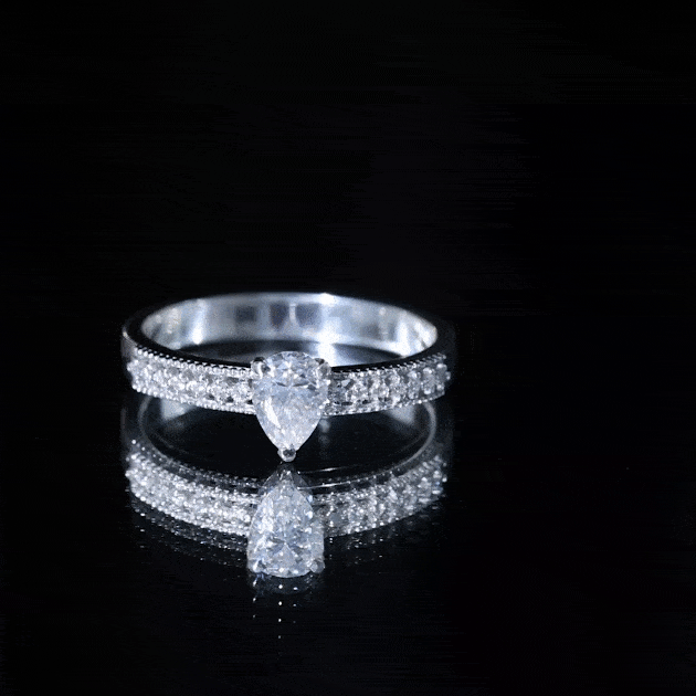 Pear Shaped Lab Grown Diamond Solitaire Engagement Ring Lab - ( EF-VS ) - Rosec Jewels