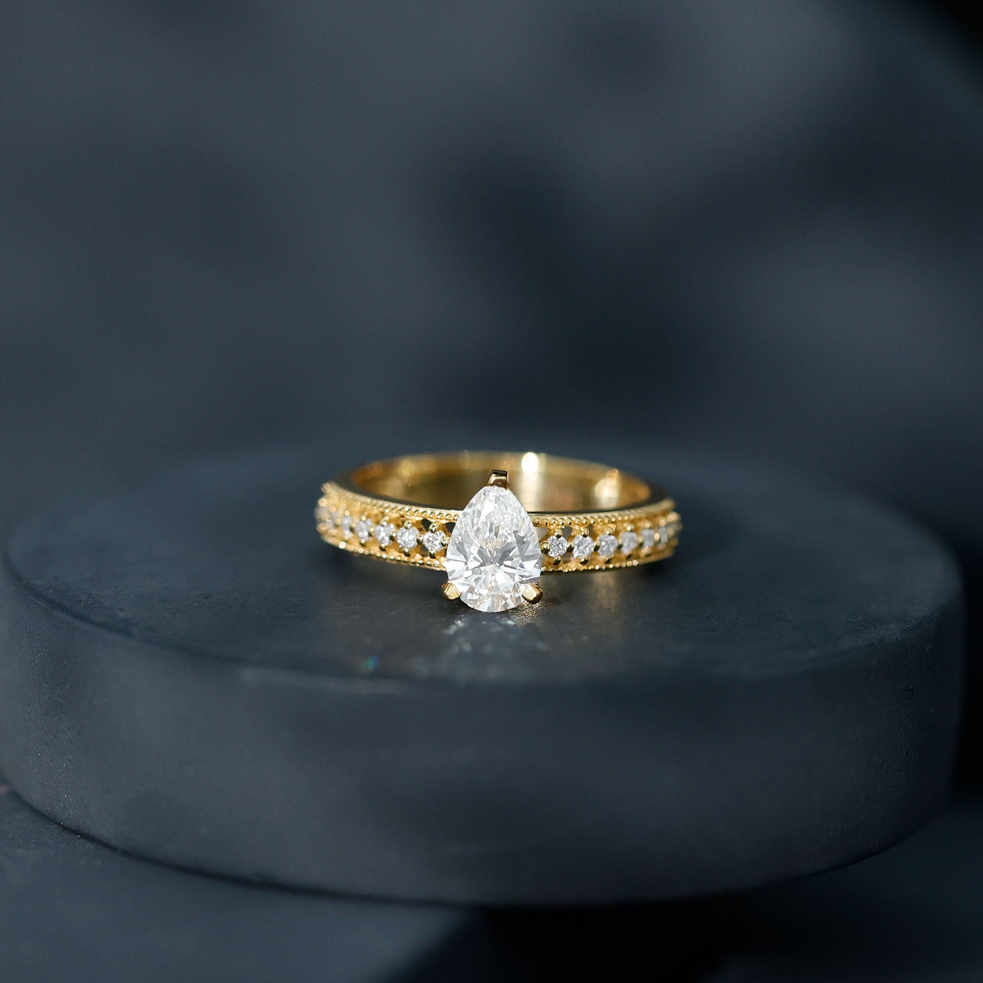 Pear Shaped Lab Grown Diamond Solitaire Engagement Ring Lab - ( EF-VS ) - Rosec Jewels