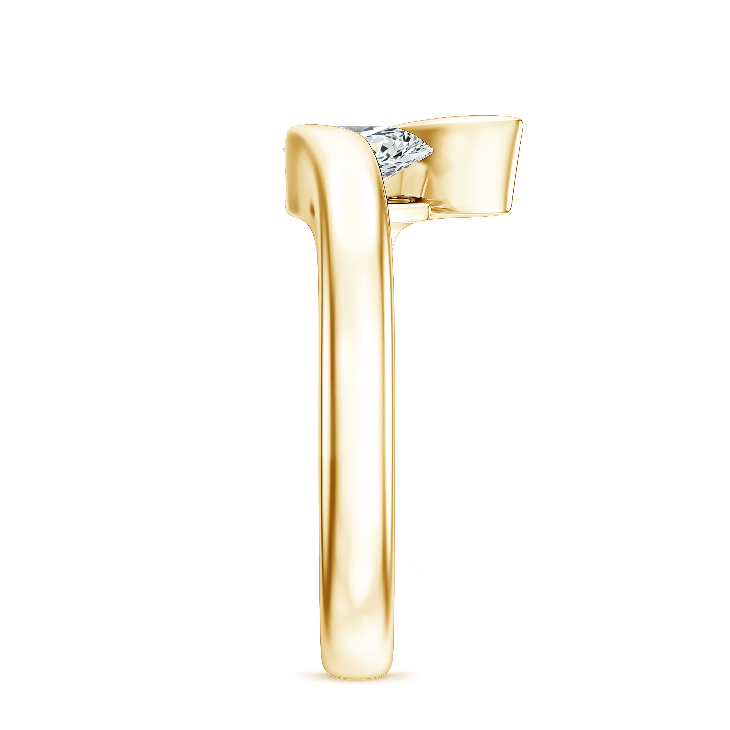 Pear Shape Lab Grown Diamond Solitaire Bypass Ring Lab - ( EF-VS ) - Rosec Jewels