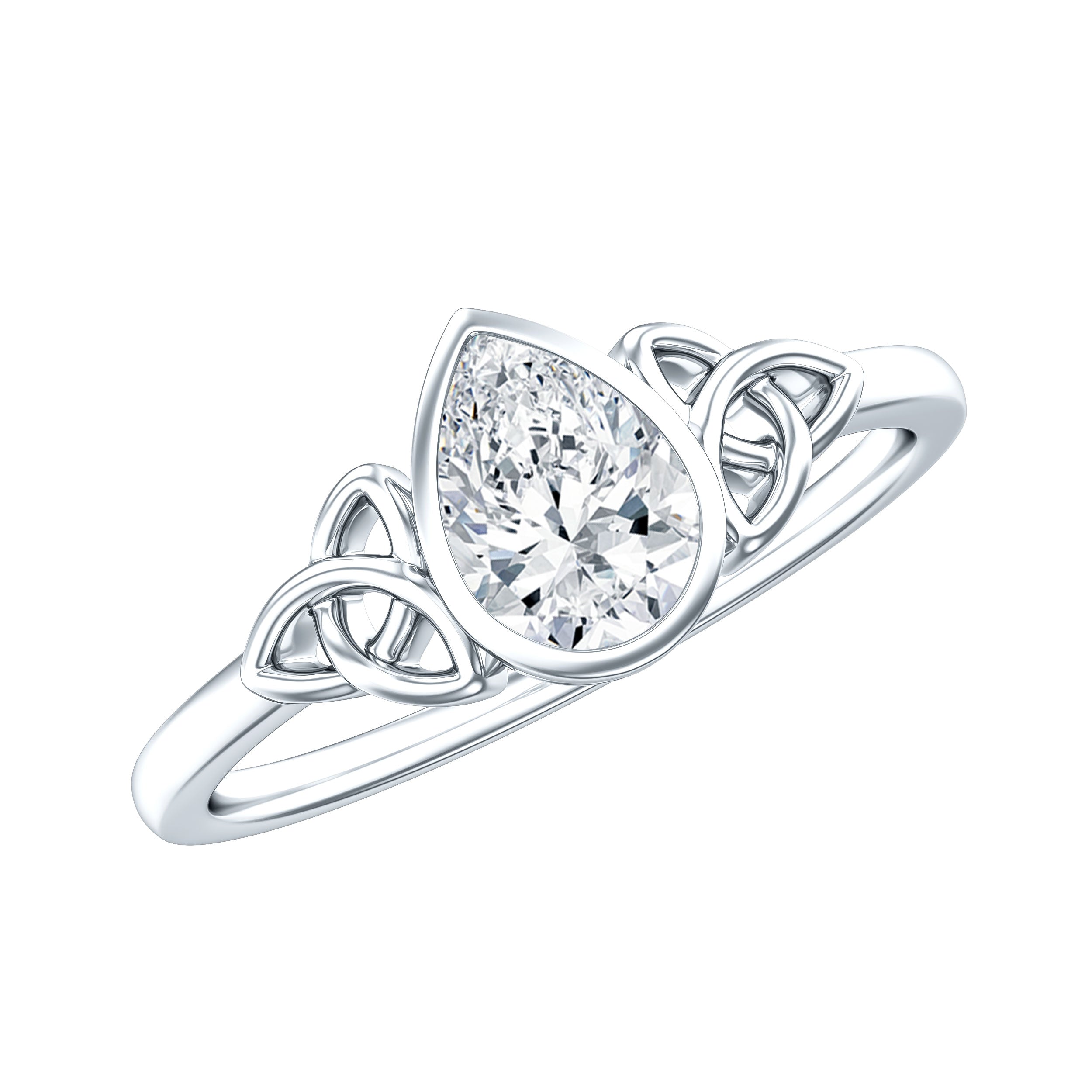 Pear Shape Lab Grown Diamond Solitaire Celtic Ring Lab - ( EF-VS ) - Rosec Jewels