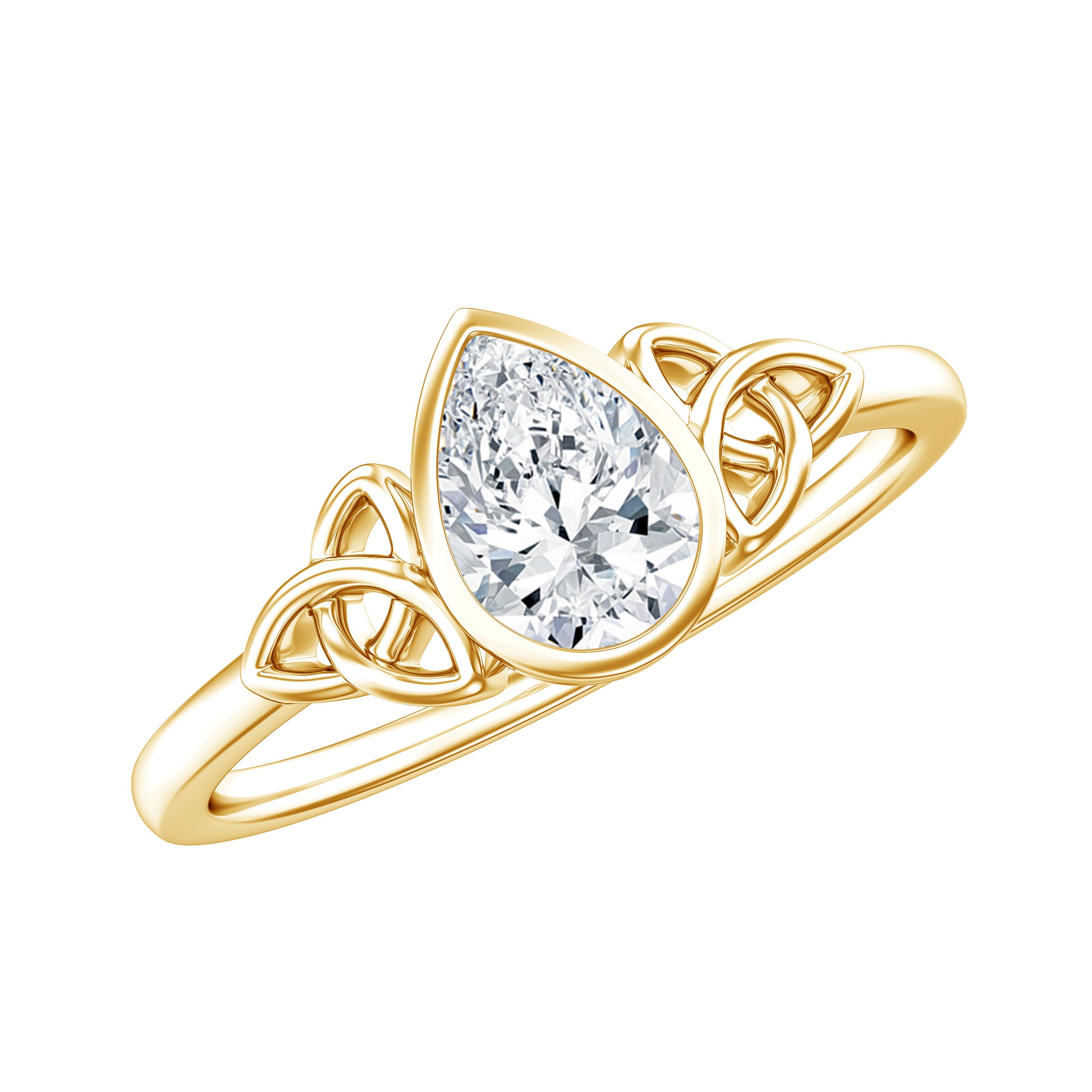 Pear Shape Lab Grown Diamond Solitaire Celtic Ring Lab - ( EF-VS ) - Rosec Jewels
