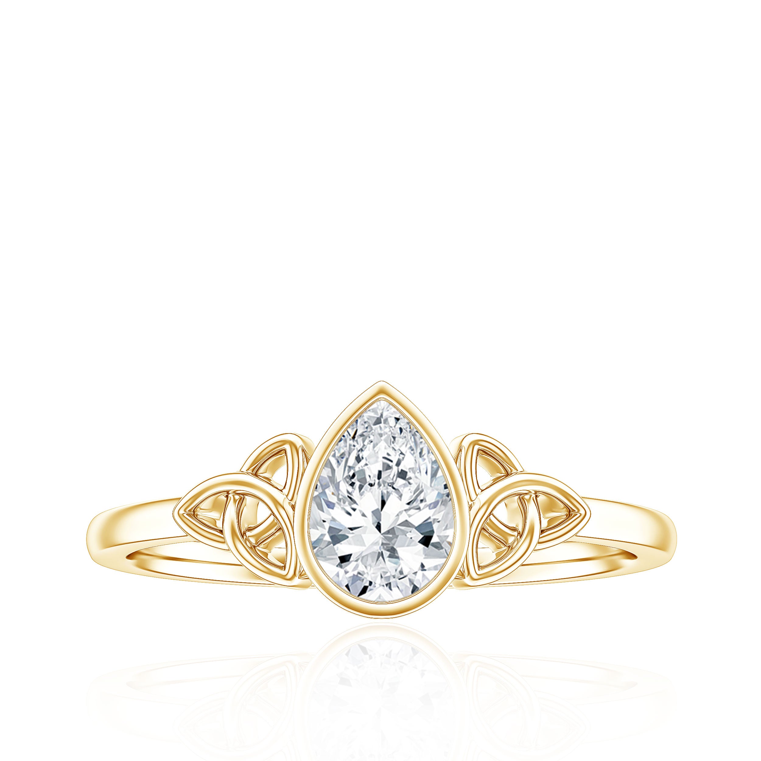 Pear Shape Lab Grown Diamond Solitaire Celtic Ring Lab - ( EF-VS ) - Rosec Jewels