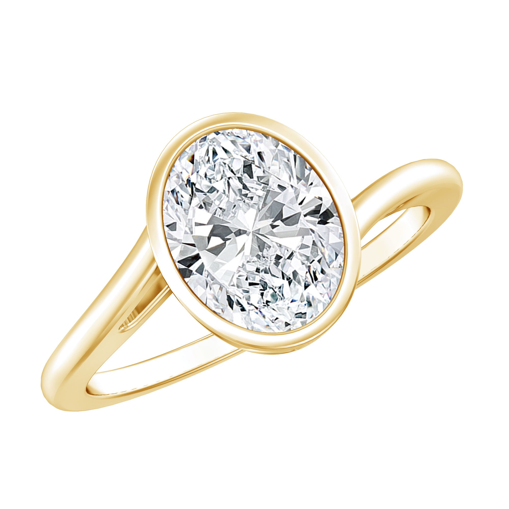 Oval Shape Lab Grown Diamond Solitaire Bypass Ring Lab - ( EF-VS ) - Rosec Jewels