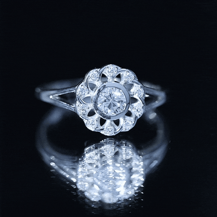 Lab Grown Diamond Nature Inspired Flower Engagement Ring Lab - ( EF-VS ) - Rosec Jewels
