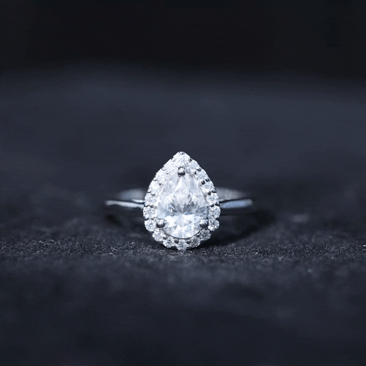 Classic Lab Grown Diamond Teardrop Engagement Ring with Halo Lab - ( EF-VS ) - Rosec Jewels