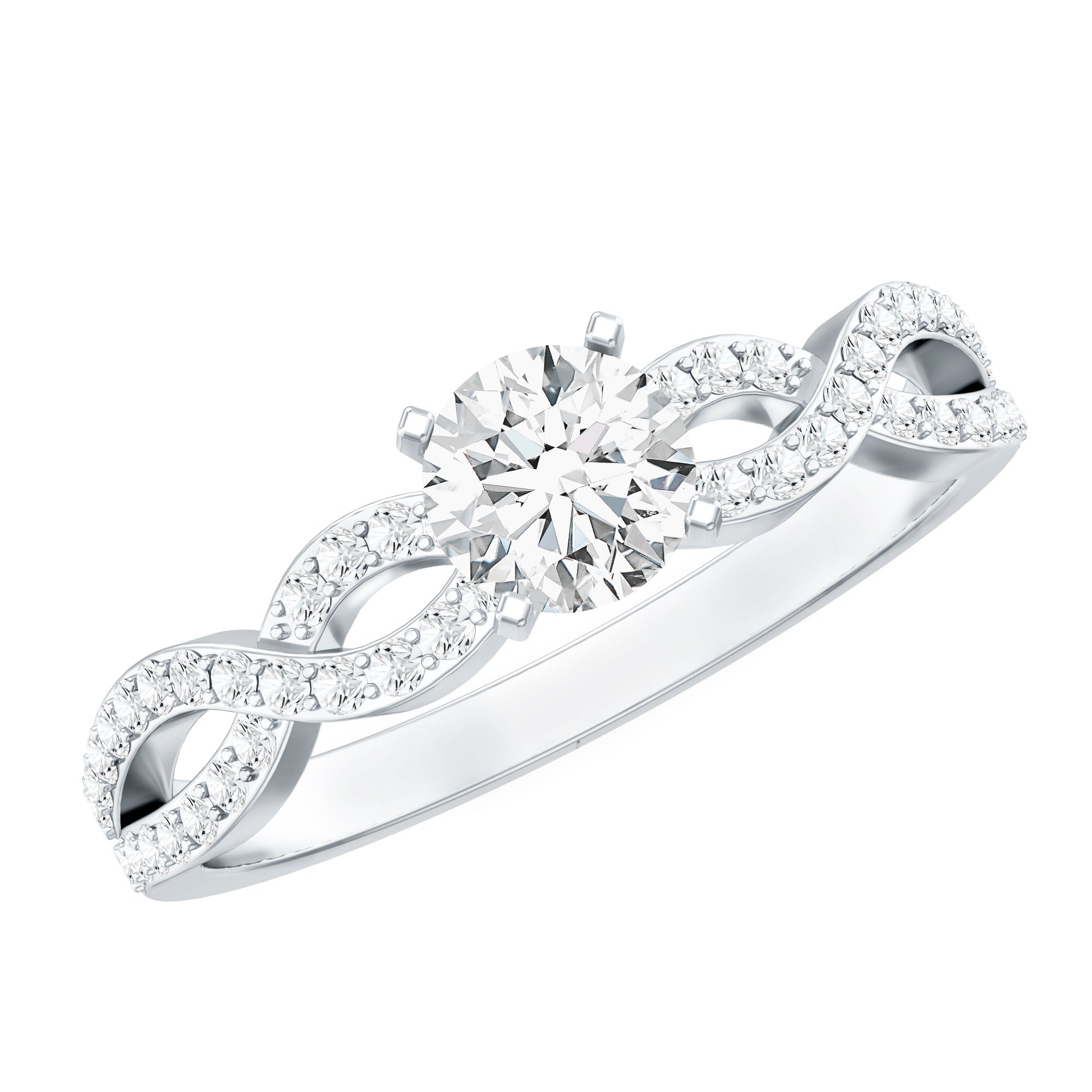 Round Lab Grown Diamond Infinity Solitaire Ring Lab - ( EF-VS ) - Rosec Jewels