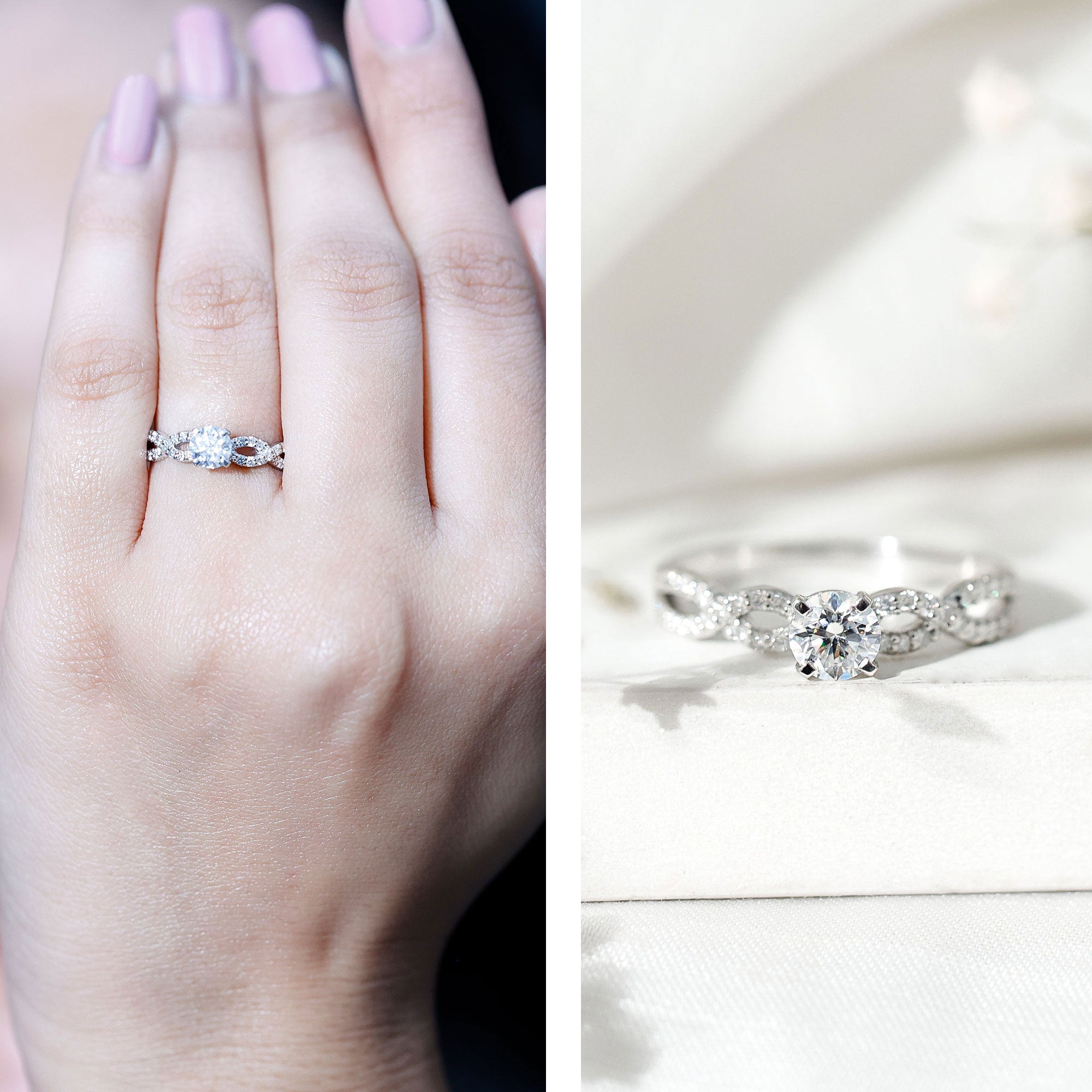 Round Lab Grown Diamond Infinity Solitaire Ring Lab - ( EF-VS ) - Rosec Jewels