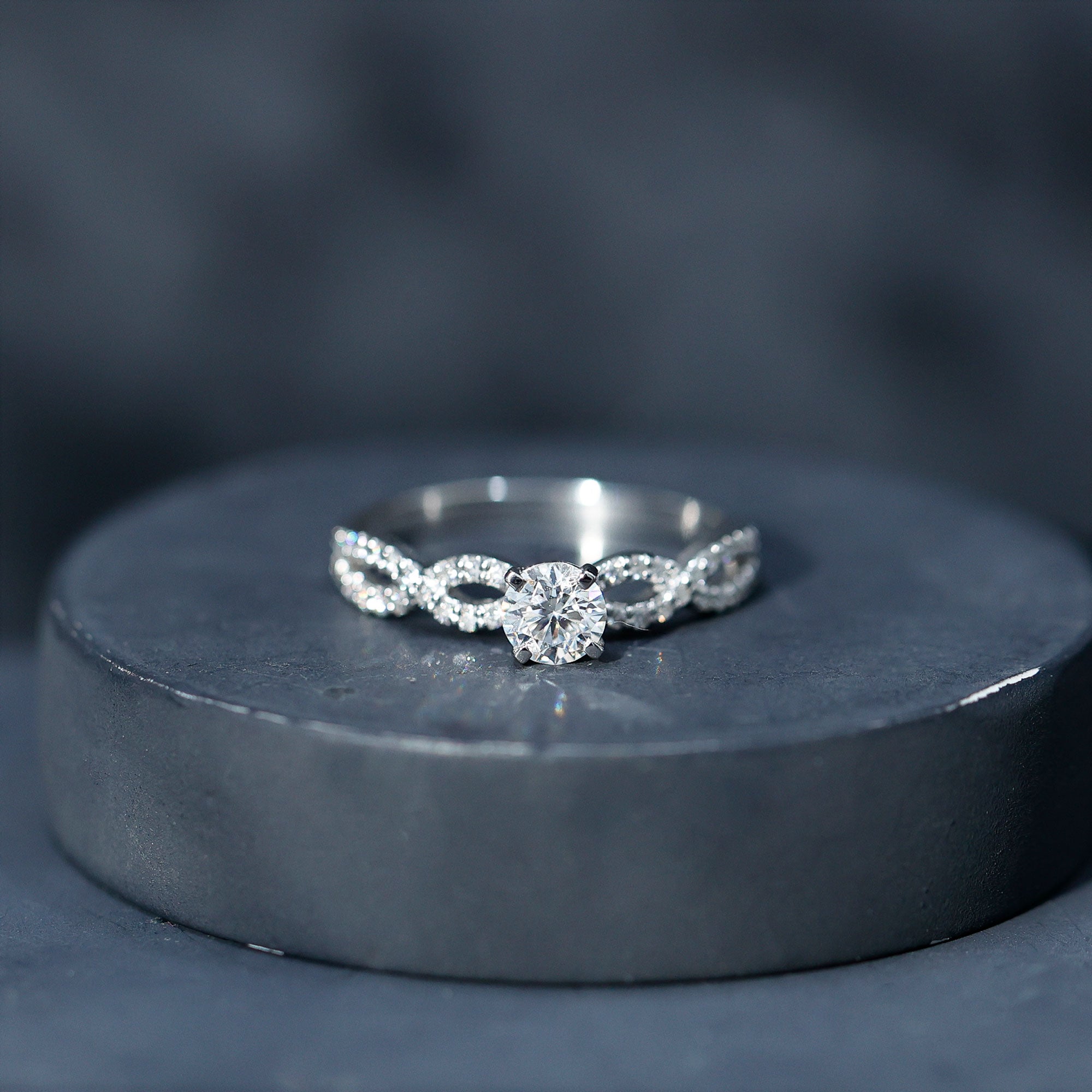 Round Lab Grown Diamond Infinity Solitaire Ring Lab - ( EF-VS ) - Rosec Jewels
