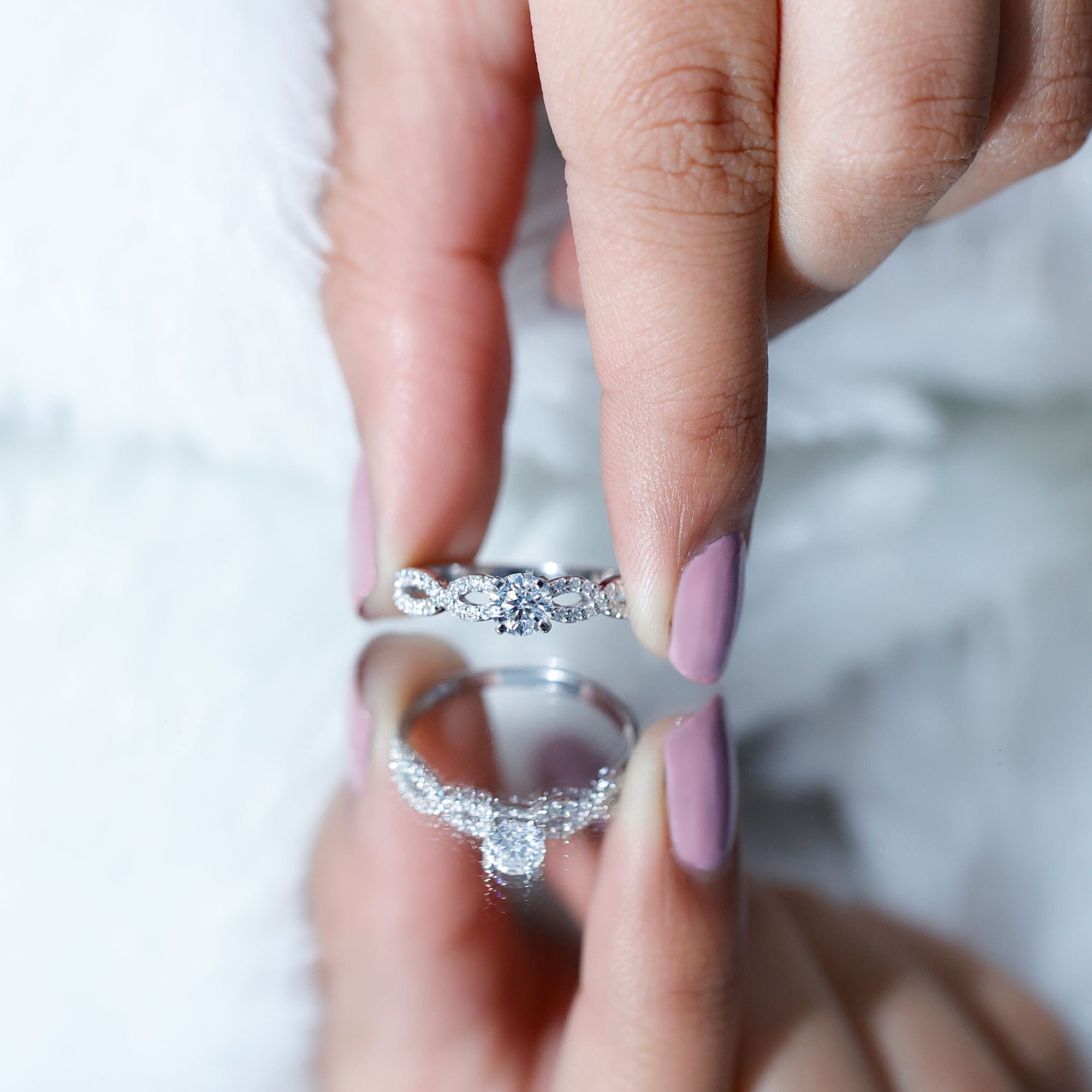 Round Lab Grown Diamond Infinity Solitaire Ring Lab - ( EF-VS ) - Rosec Jewels