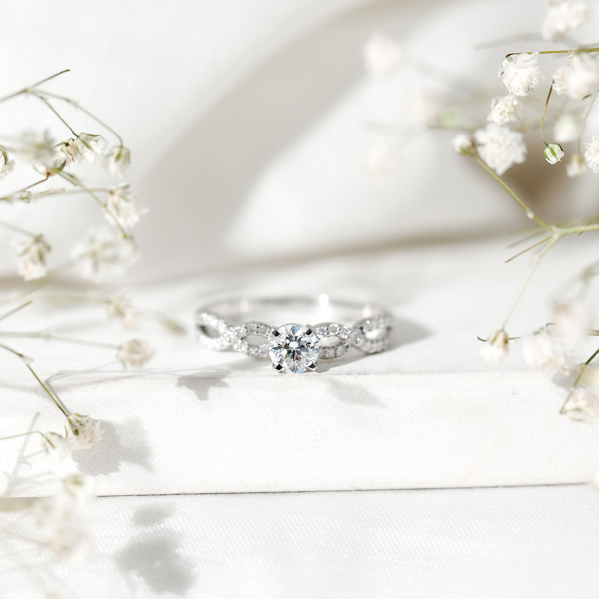 Round Lab Grown Diamond Infinity Solitaire Ring Lab - ( EF-VS ) - Rosec Jewels