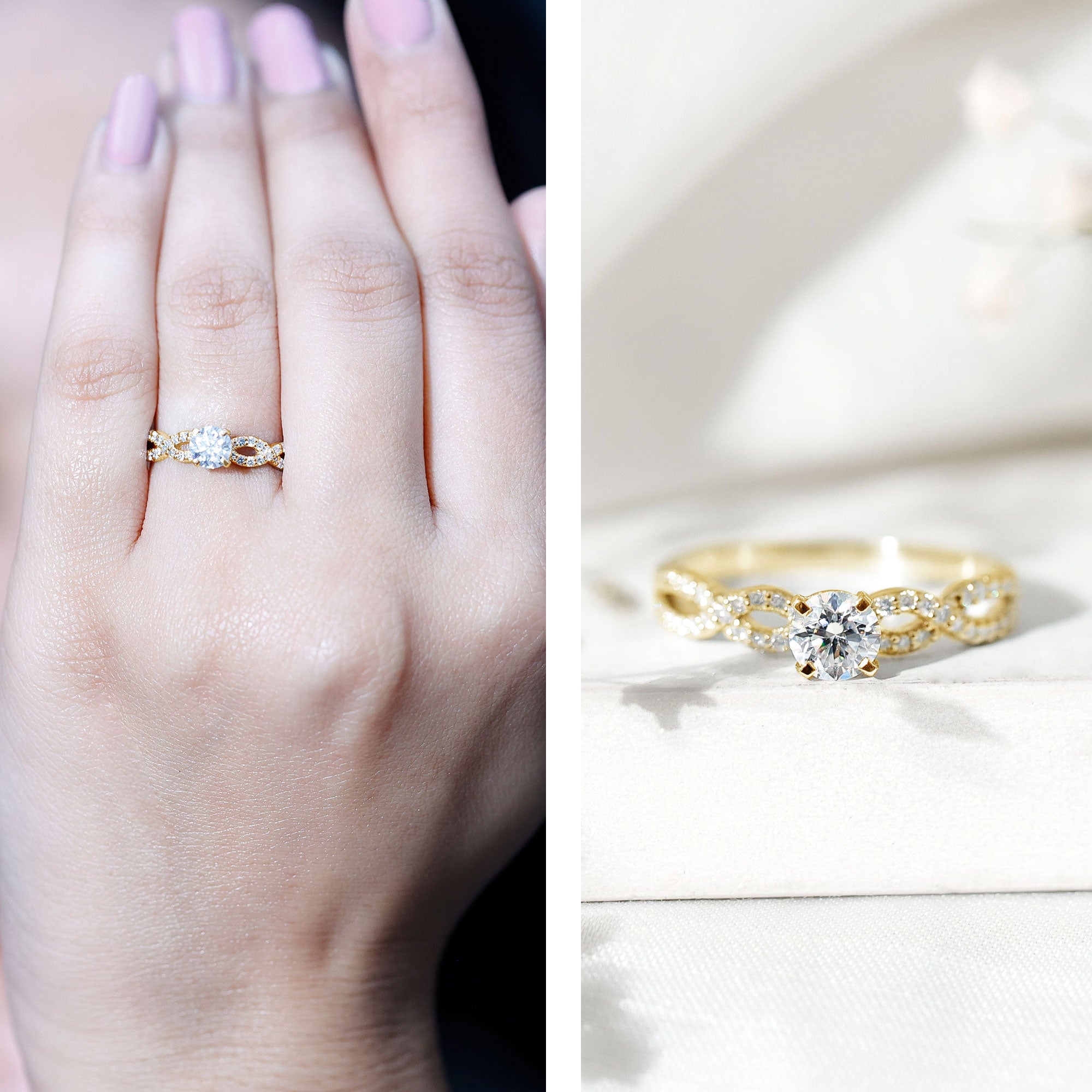Round Lab Grown Diamond Infinity Solitaire Ring Lab - ( EF-VS ) - Rosec Jewels