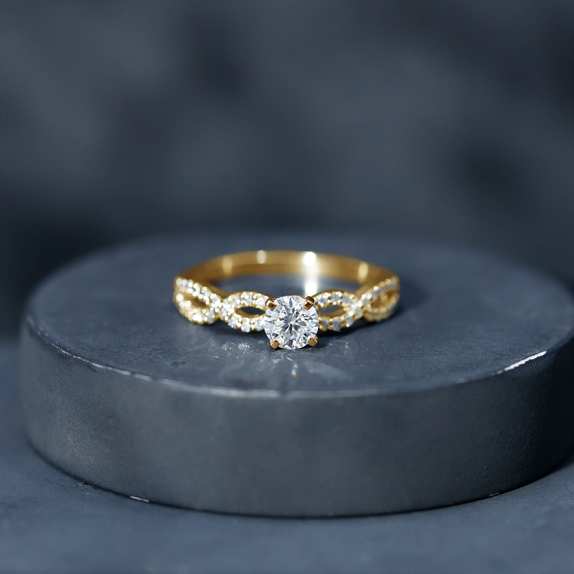 Round Lab Grown Diamond Infinity Solitaire Ring Lab - ( EF-VS ) - Rosec Jewels