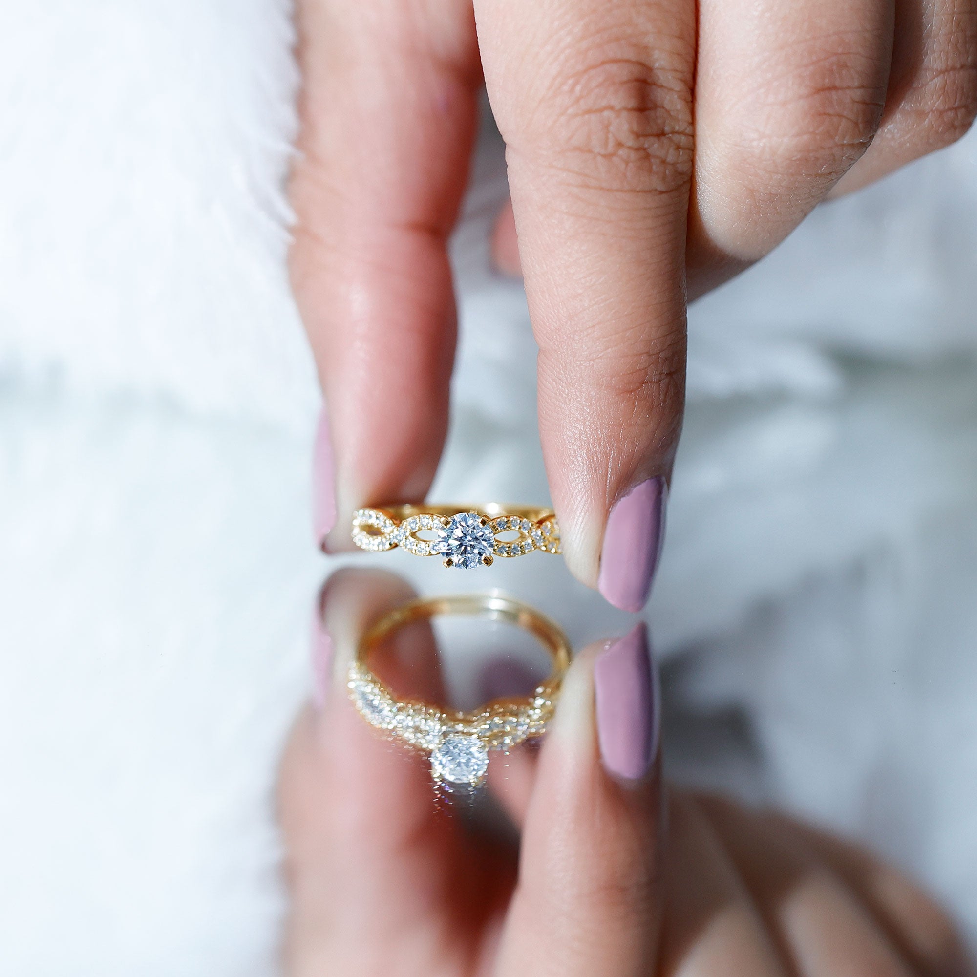 Round Lab Grown Diamond Infinity Solitaire Ring Lab - ( EF-VS ) - Rosec Jewels