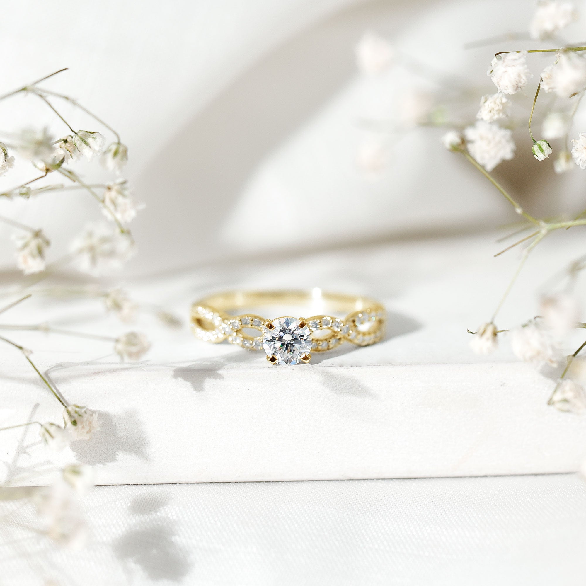 Round Lab Grown Diamond Infinity Solitaire Ring Lab - ( EF-VS ) - Rosec Jewels