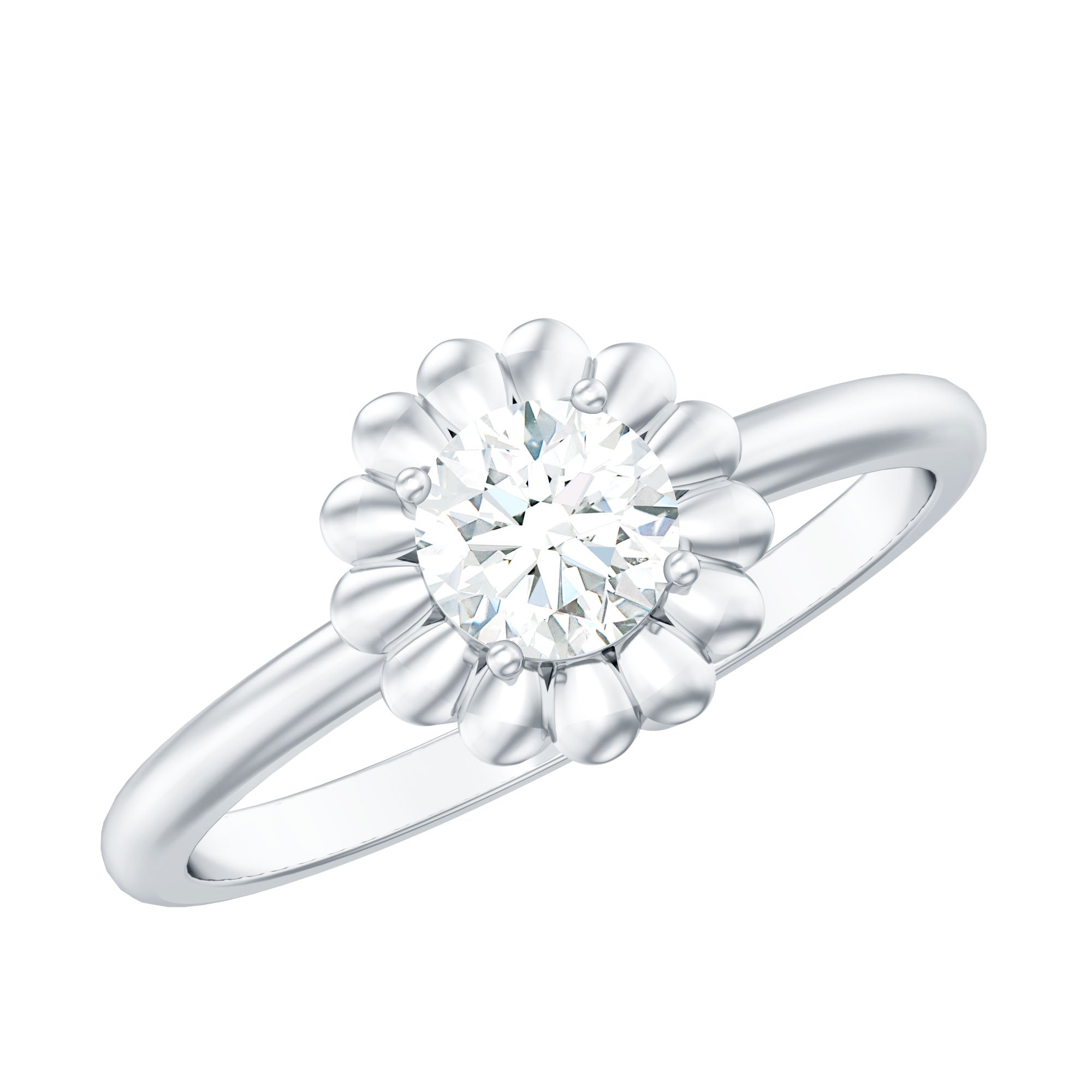 Solitaire Lab Grown Diamond Flower Ring