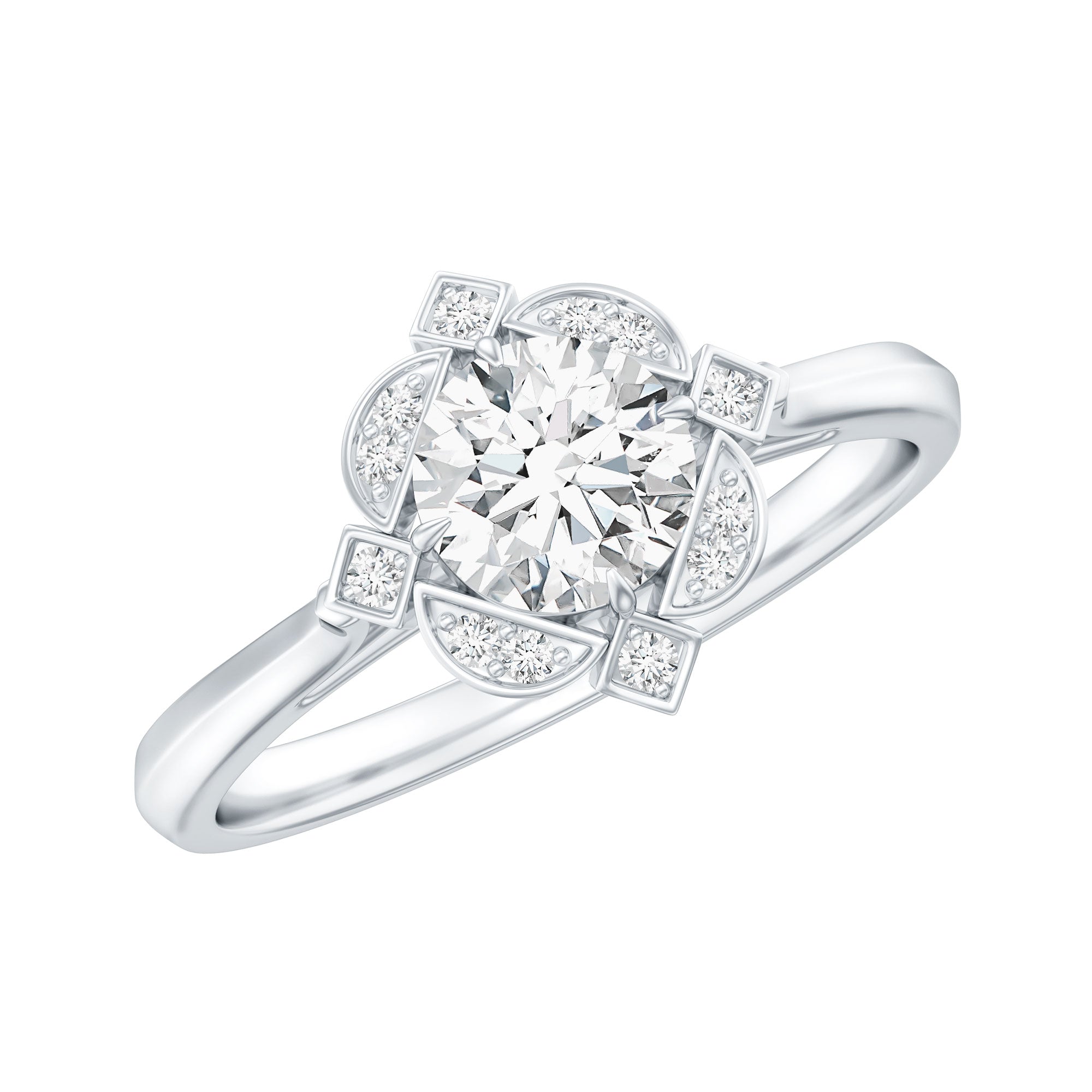 Vintage Style Lab Grown Diamond Engagement Ring Lab - ( EF-VS ) - Rosec Jewels