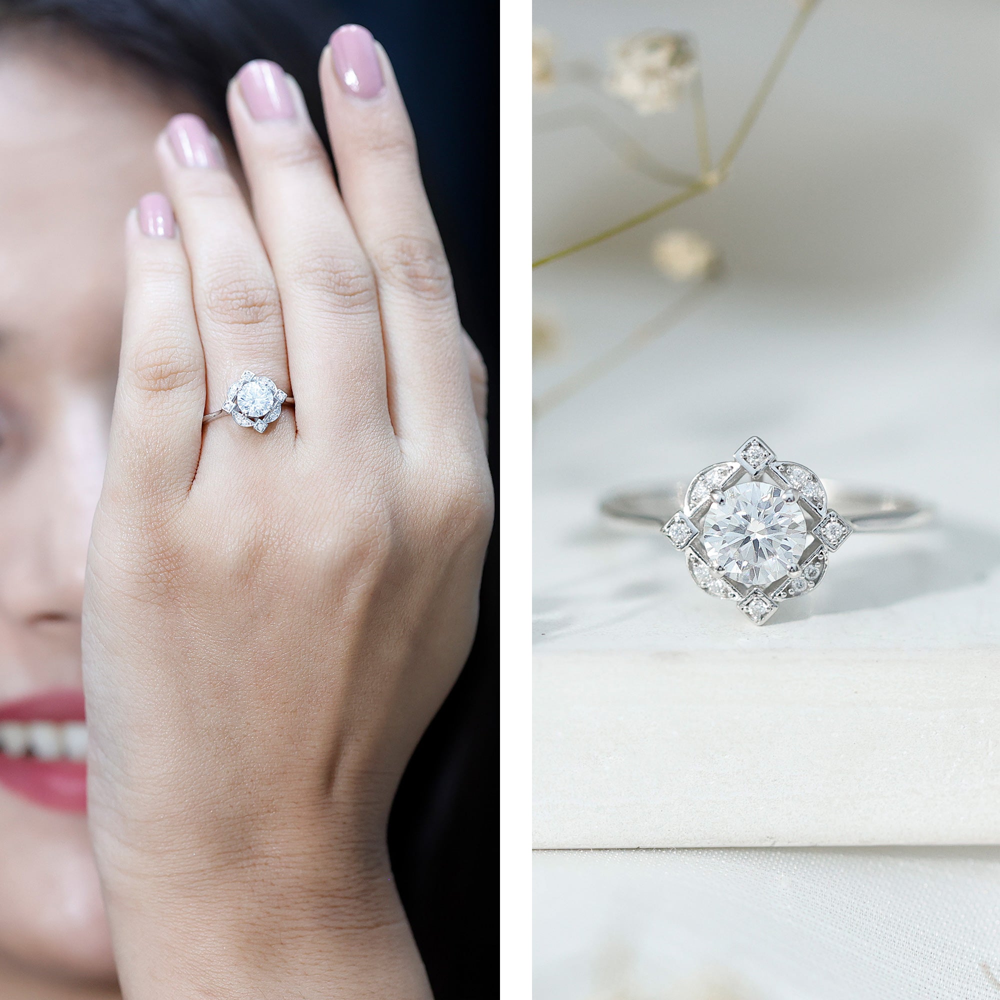 Vintage Style Lab Grown Diamond Engagement Ring Lab - ( EF-VS ) - Rosec Jewels