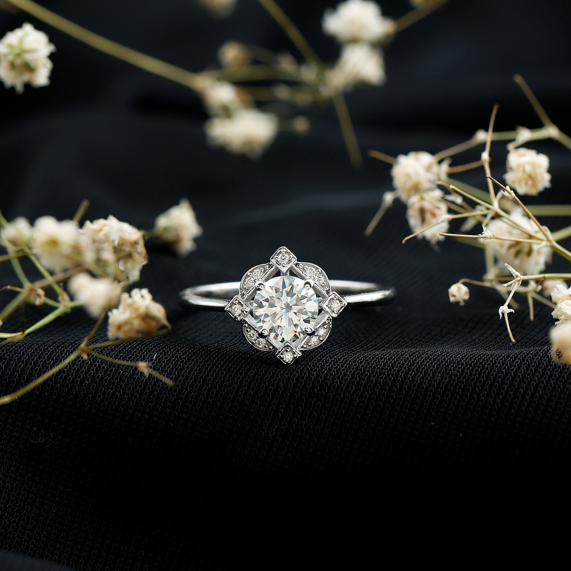 Vintage Style Lab Grown Diamond Engagement Ring Lab - ( EF-VS ) - Rosec Jewels