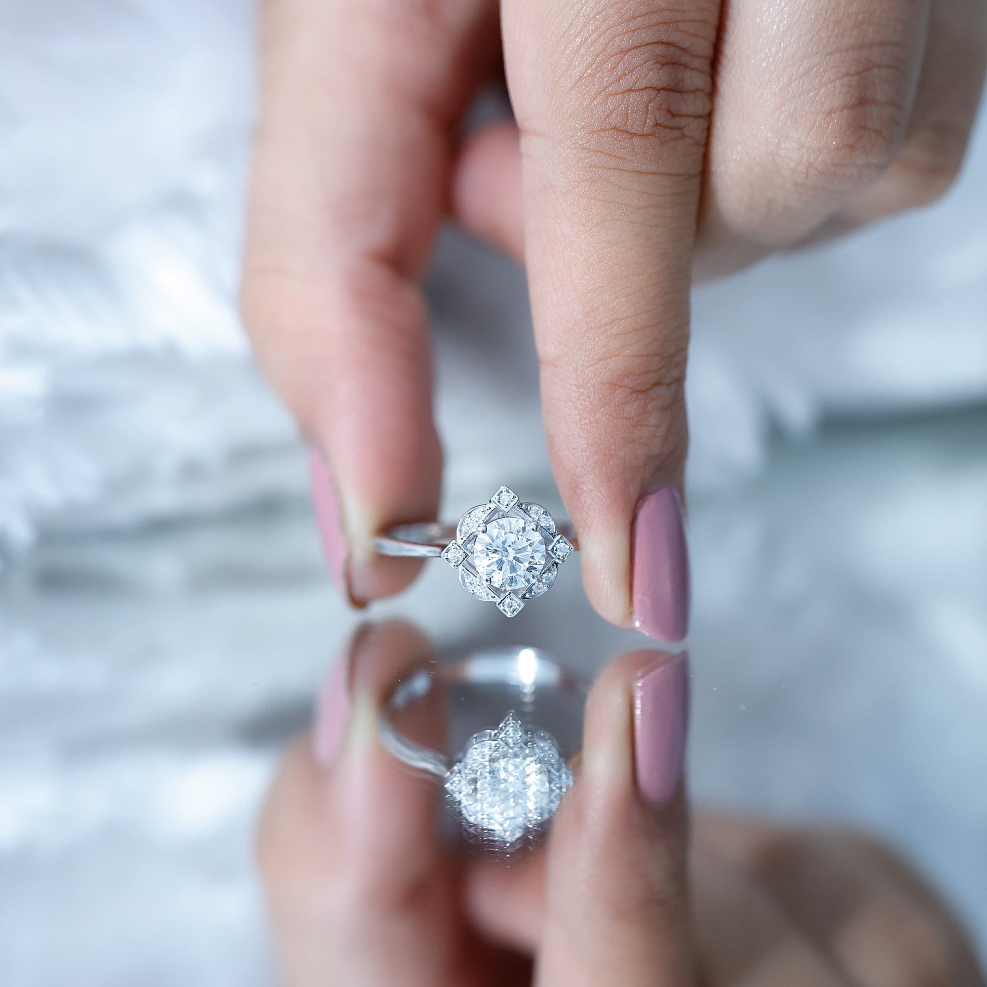 Vintage Style Lab Grown Diamond Engagement Ring Lab - ( EF-VS ) - Rosec Jewels