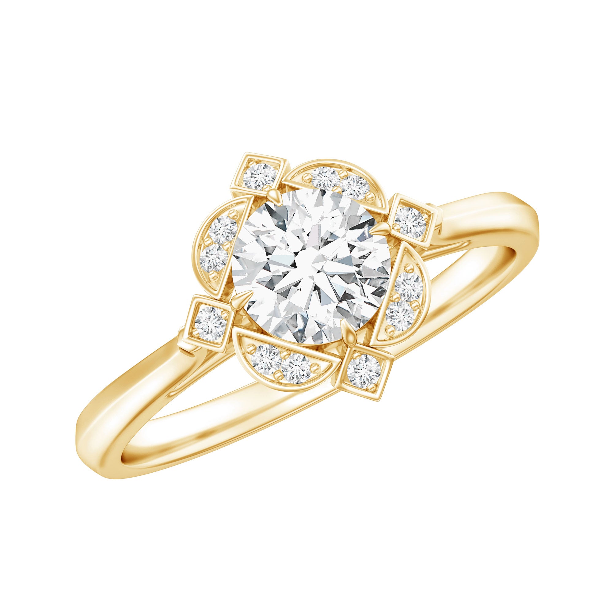 Vintage Style Lab Grown Diamond Engagement Ring Lab - ( EF-VS ) - Rosec Jewels