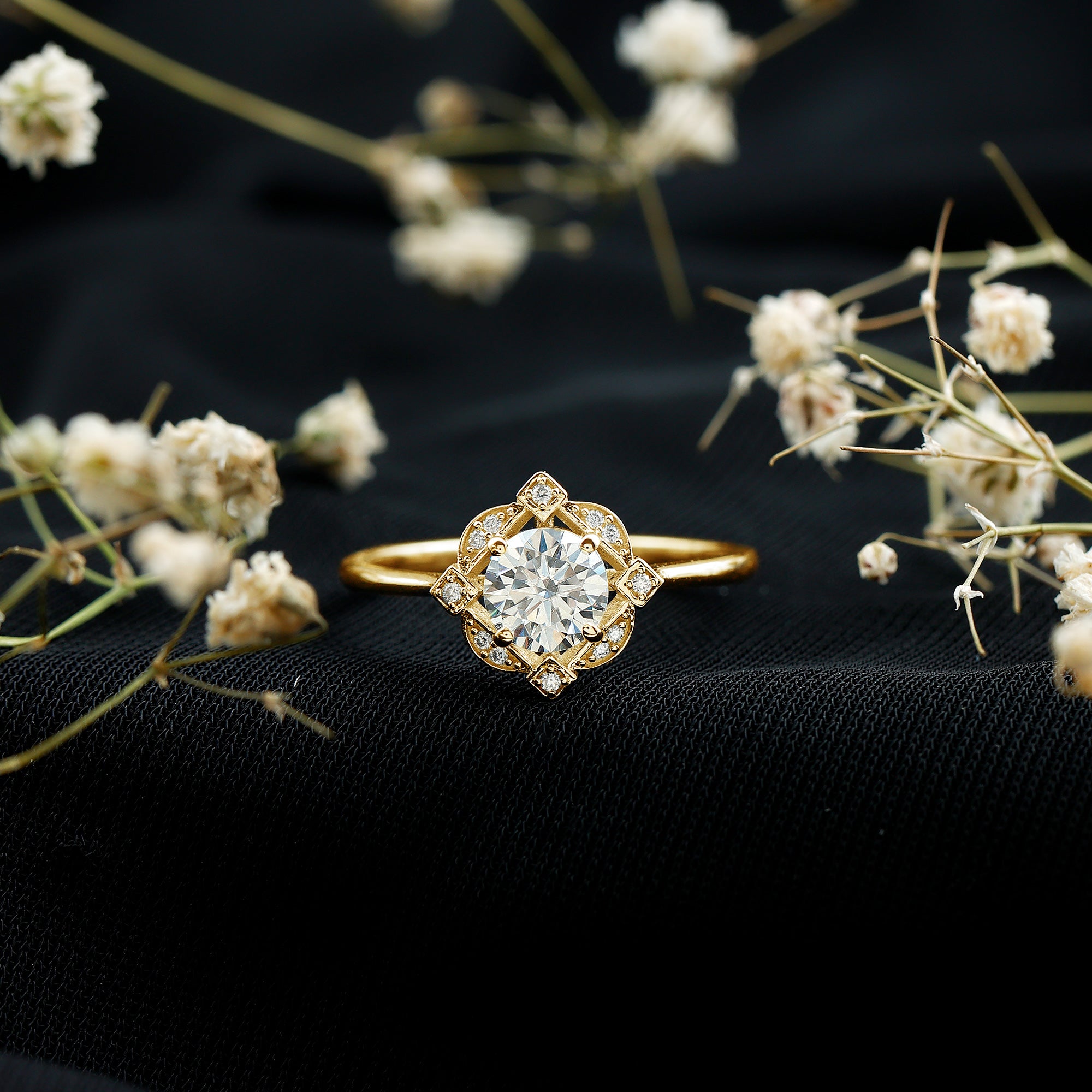 Vintage Style Lab Grown Diamond Engagement Ring Lab - ( EF-VS ) - Rosec Jewels