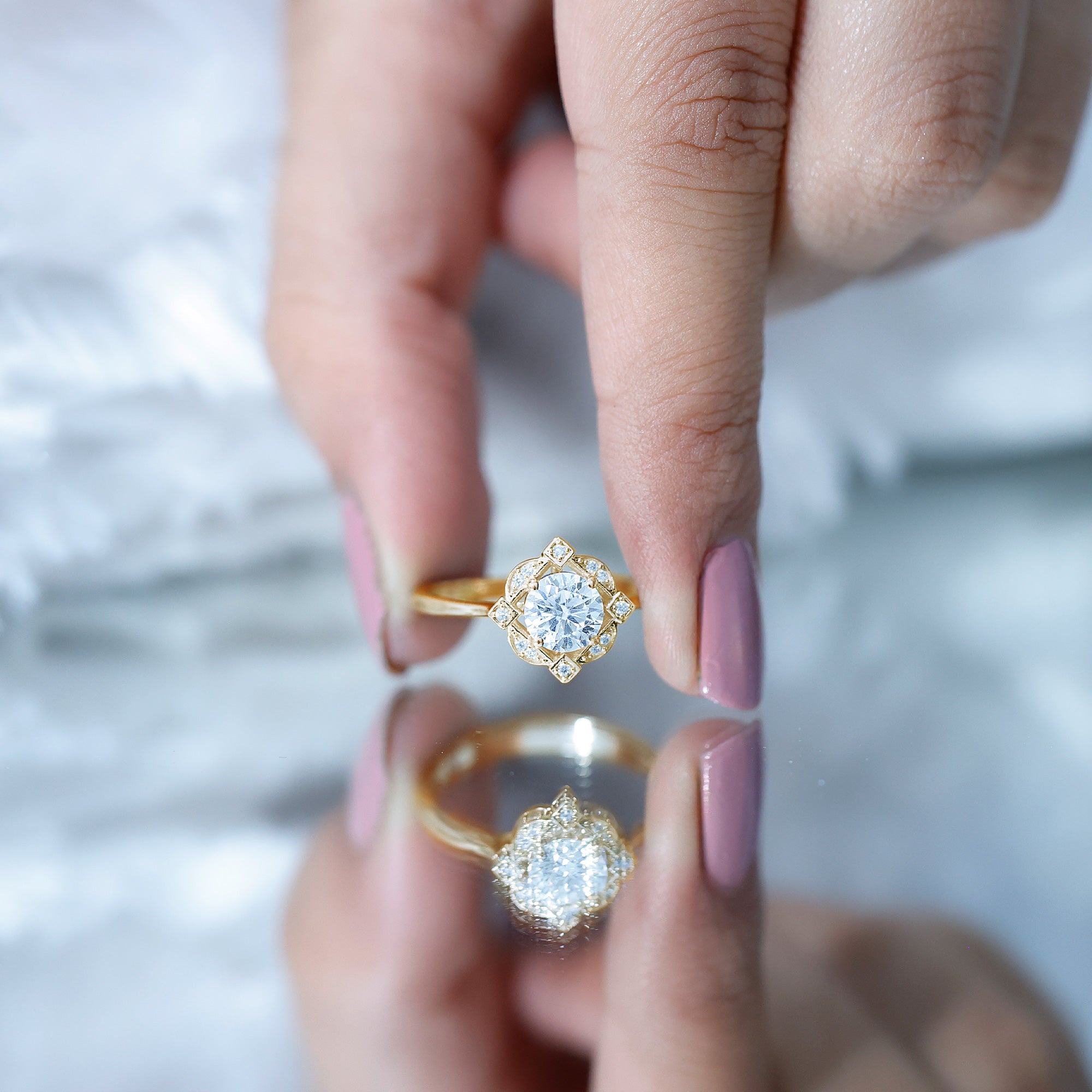 Vintage Style Lab Grown Diamond Engagement Ring Lab - ( EF-VS ) - Rosec Jewels