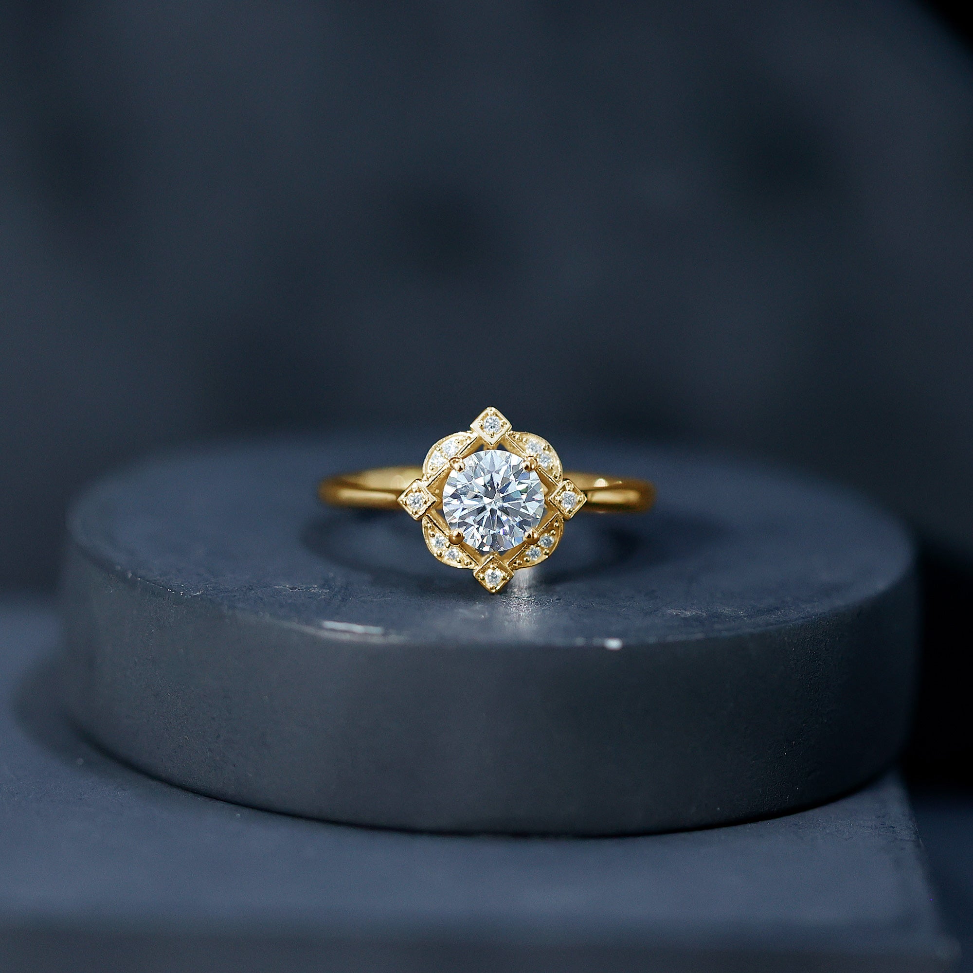 Vintage Style Lab Grown Diamond Engagement Ring Lab - ( EF-VS ) - Rosec Jewels