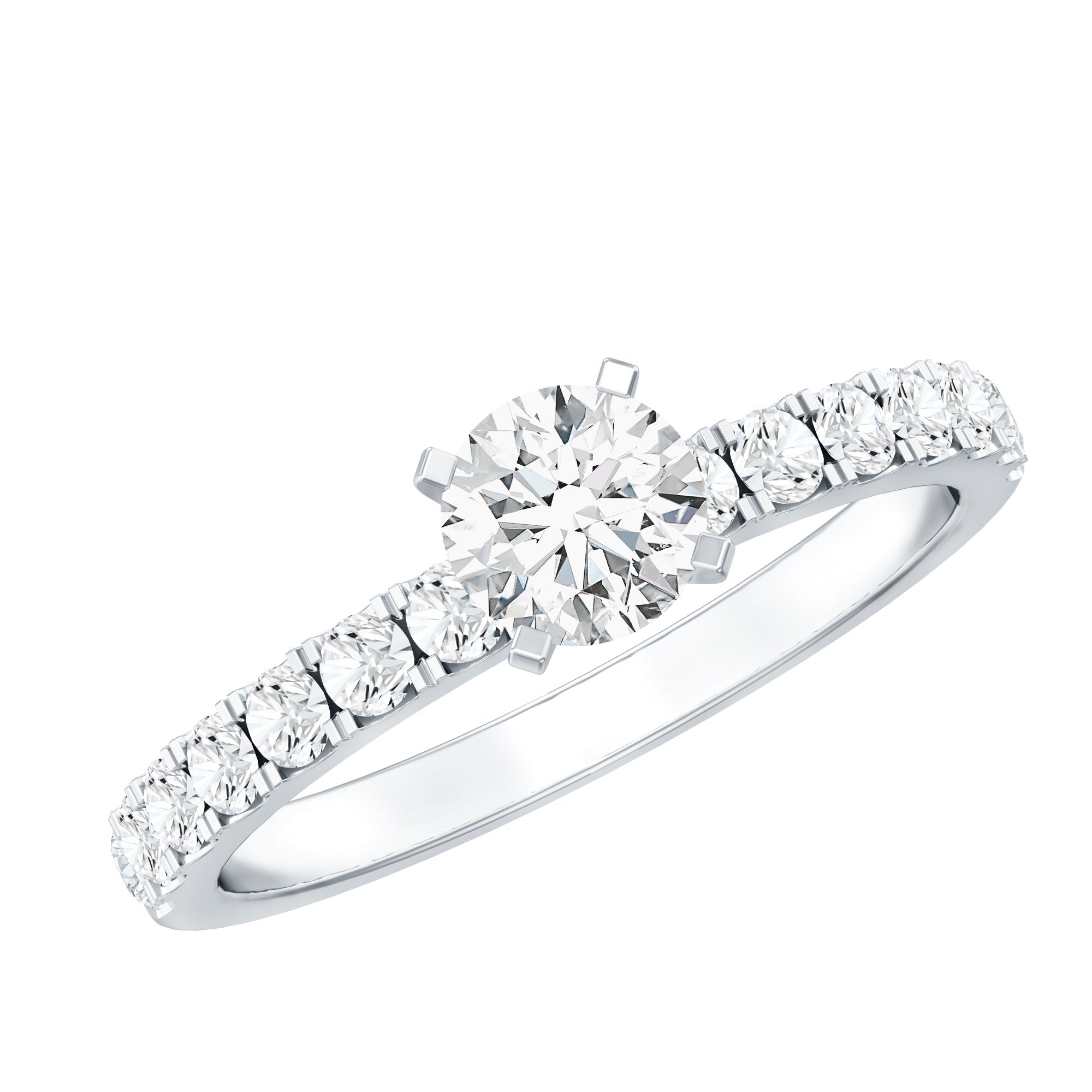 Minimal Solitaire Engagement Ring with Lab Grown Diamond Lab - ( EF-VS ) - Rosec Jewels