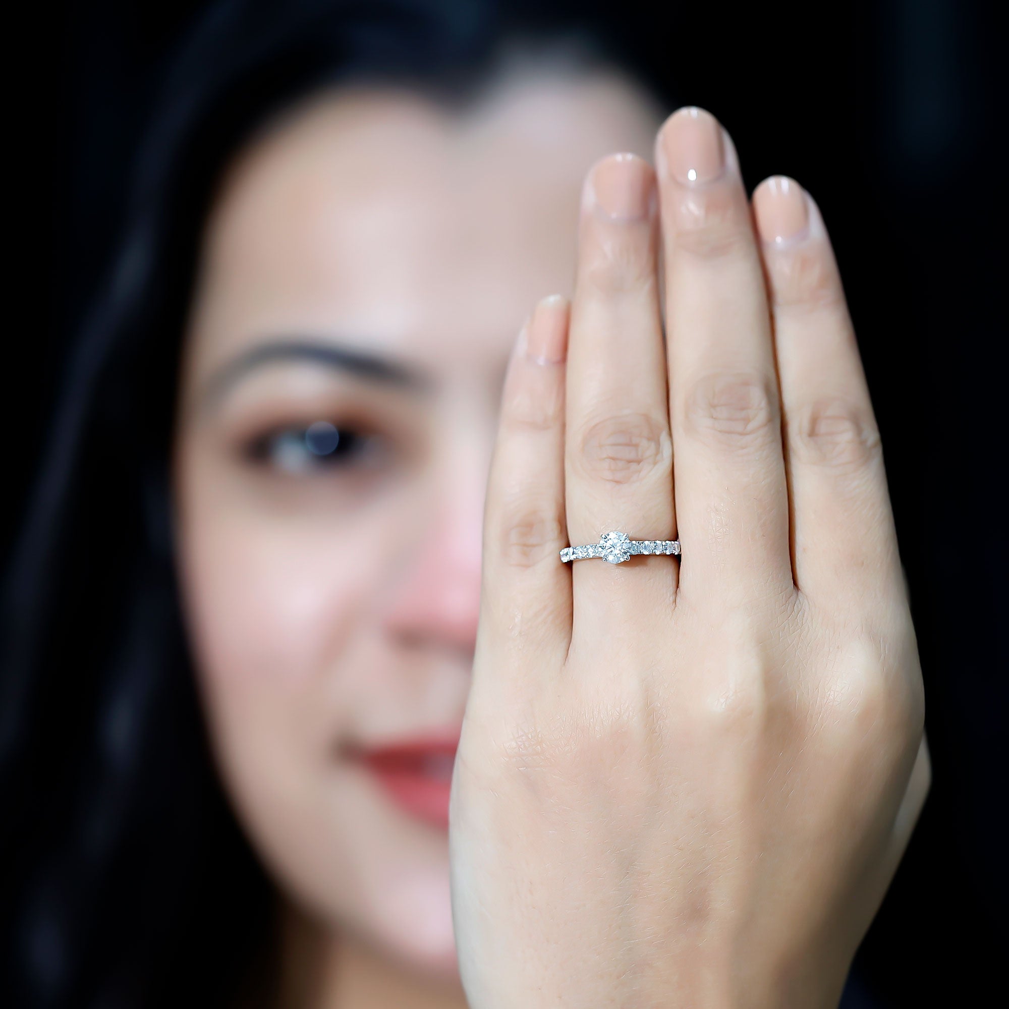 Minimal Solitaire Engagement Ring with Lab Grown Diamond Lab - ( EF-VS ) - Rosec Jewels