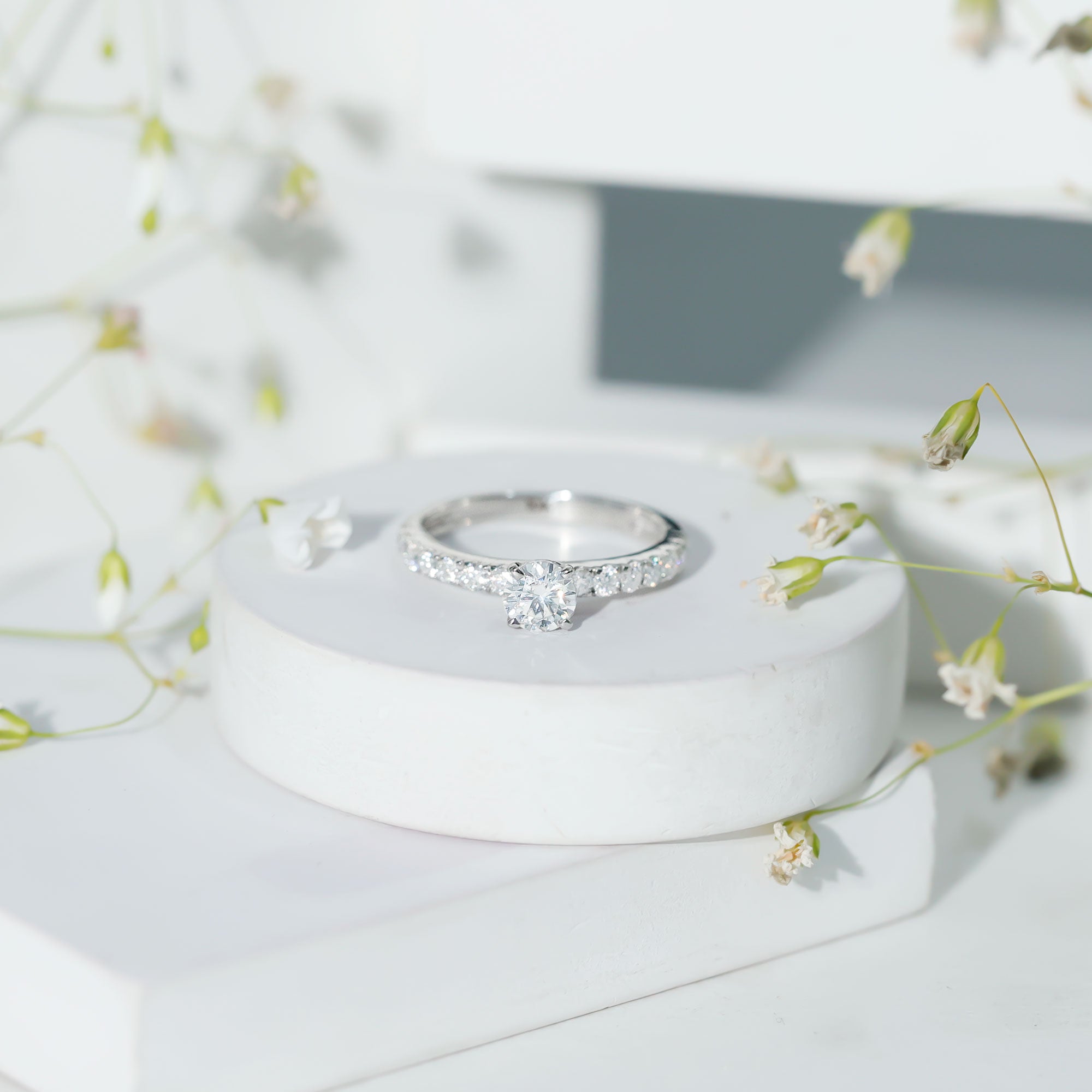 Minimal Solitaire Engagement Ring with Lab Grown Diamond Lab - ( EF-VS ) - Rosec Jewels