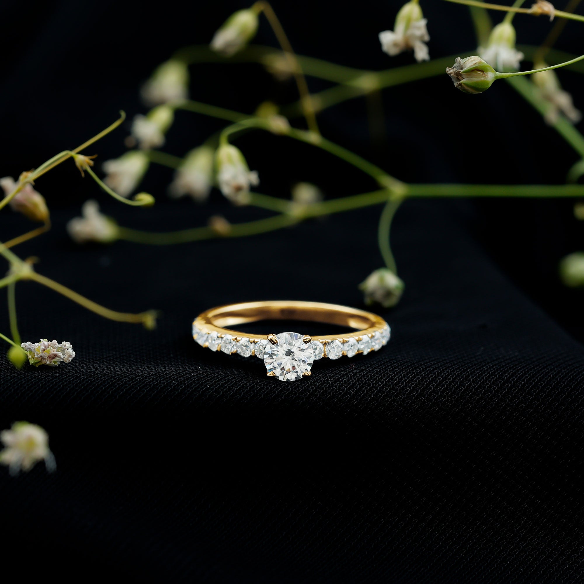 Minimal Solitaire Engagement Ring with Lab Grown Diamond Lab - ( EF-VS ) - Rosec Jewels