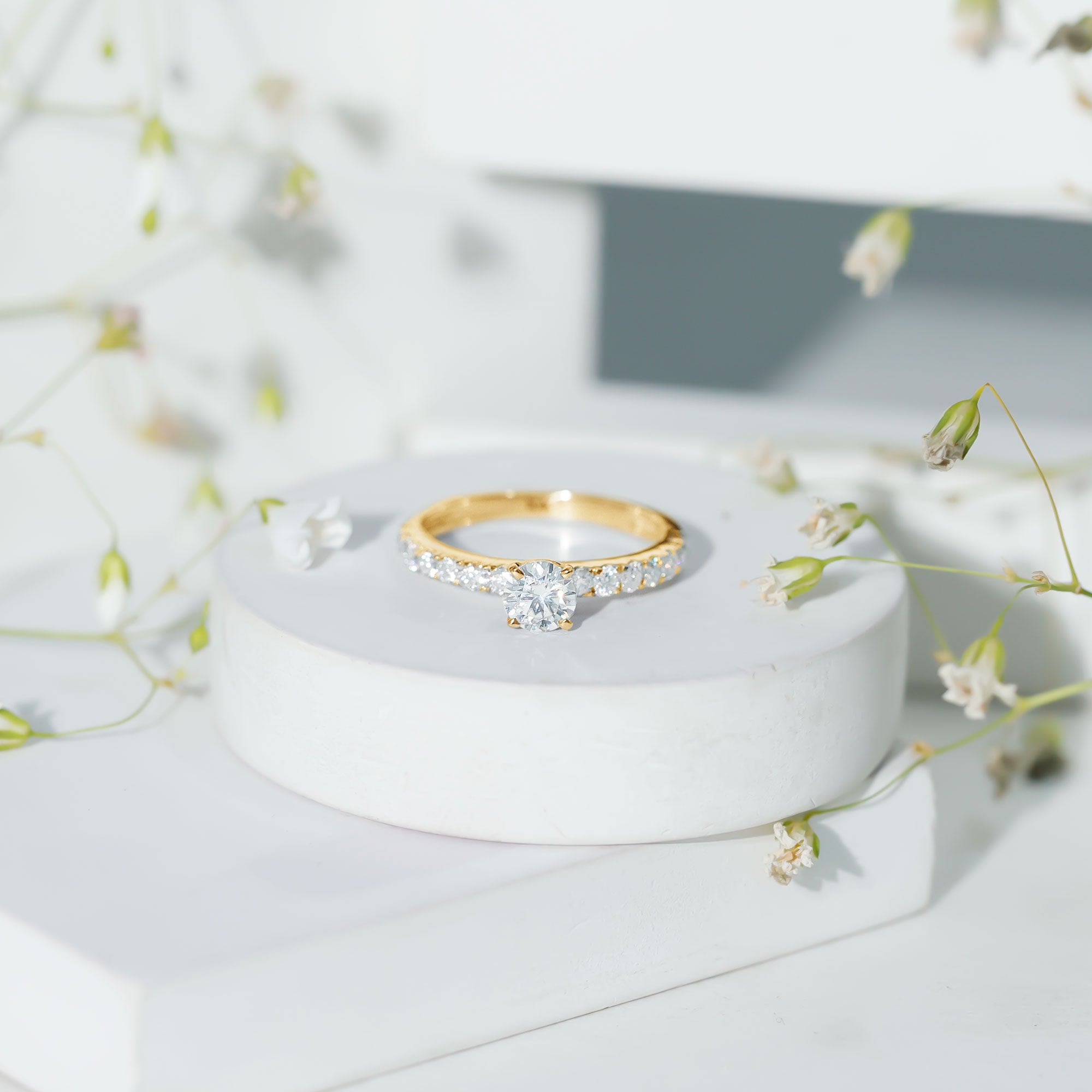 Minimal Solitaire Engagement Ring with Lab Grown Diamond Lab - ( EF-VS ) - Rosec Jewels