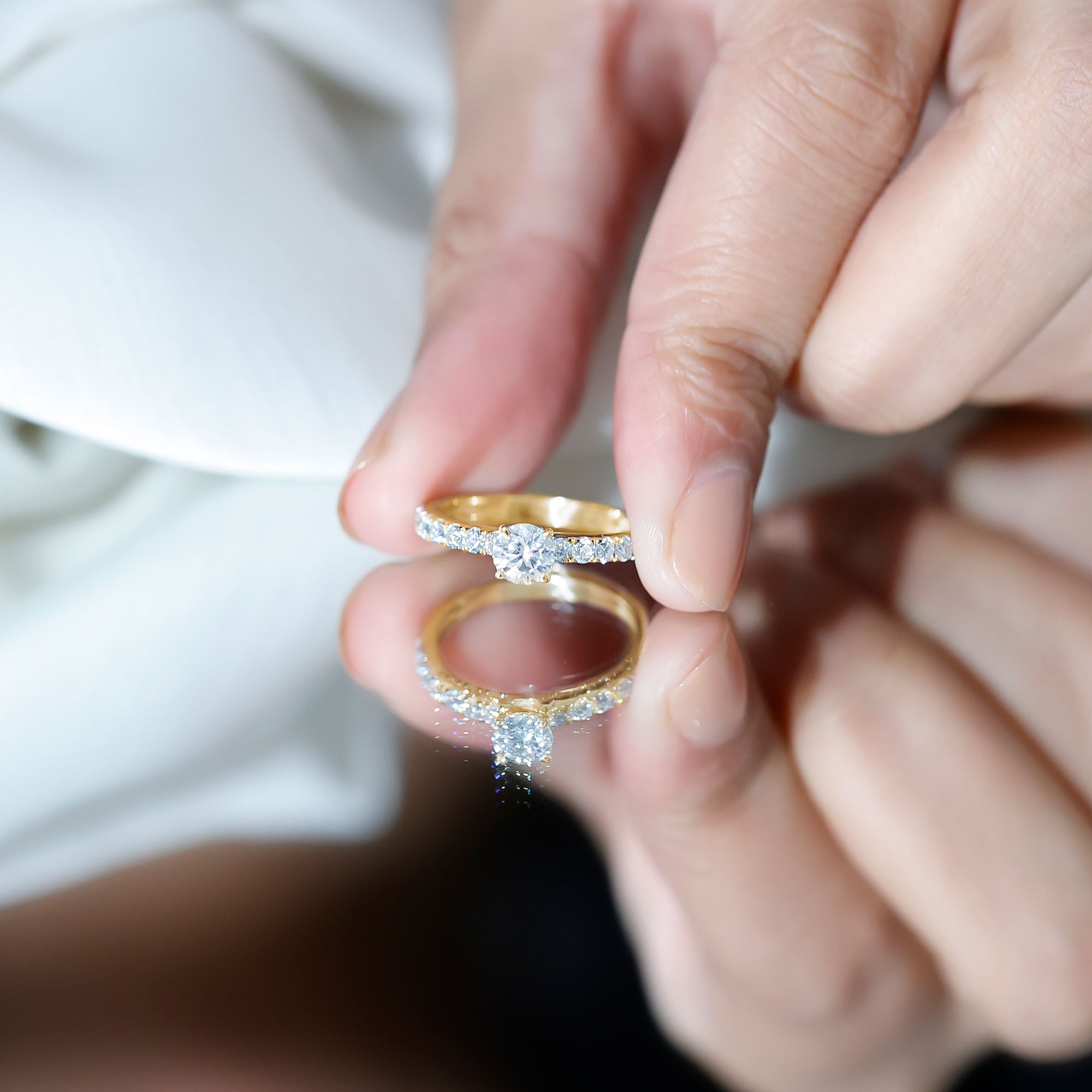 Minimal Solitaire Engagement Ring with Lab Grown Diamond Lab - ( EF-VS ) - Rosec Jewels
