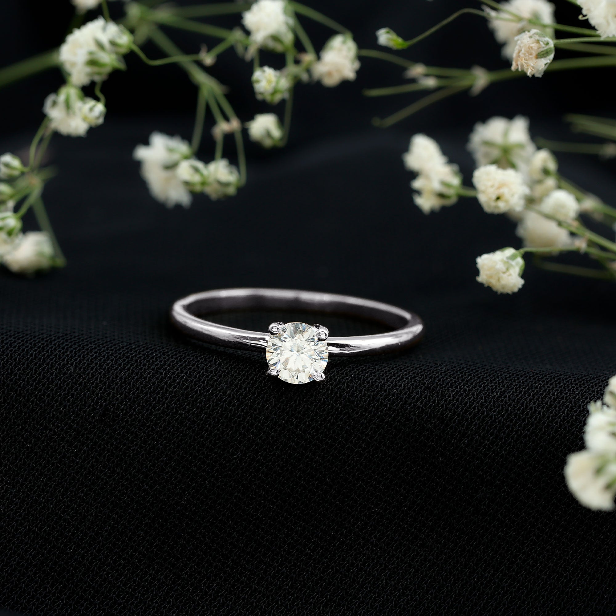 Brilliant Cut Lab Grown Diamond Solitaire Promise Ring Lab - ( EF-VS ) - Rosec Jewels