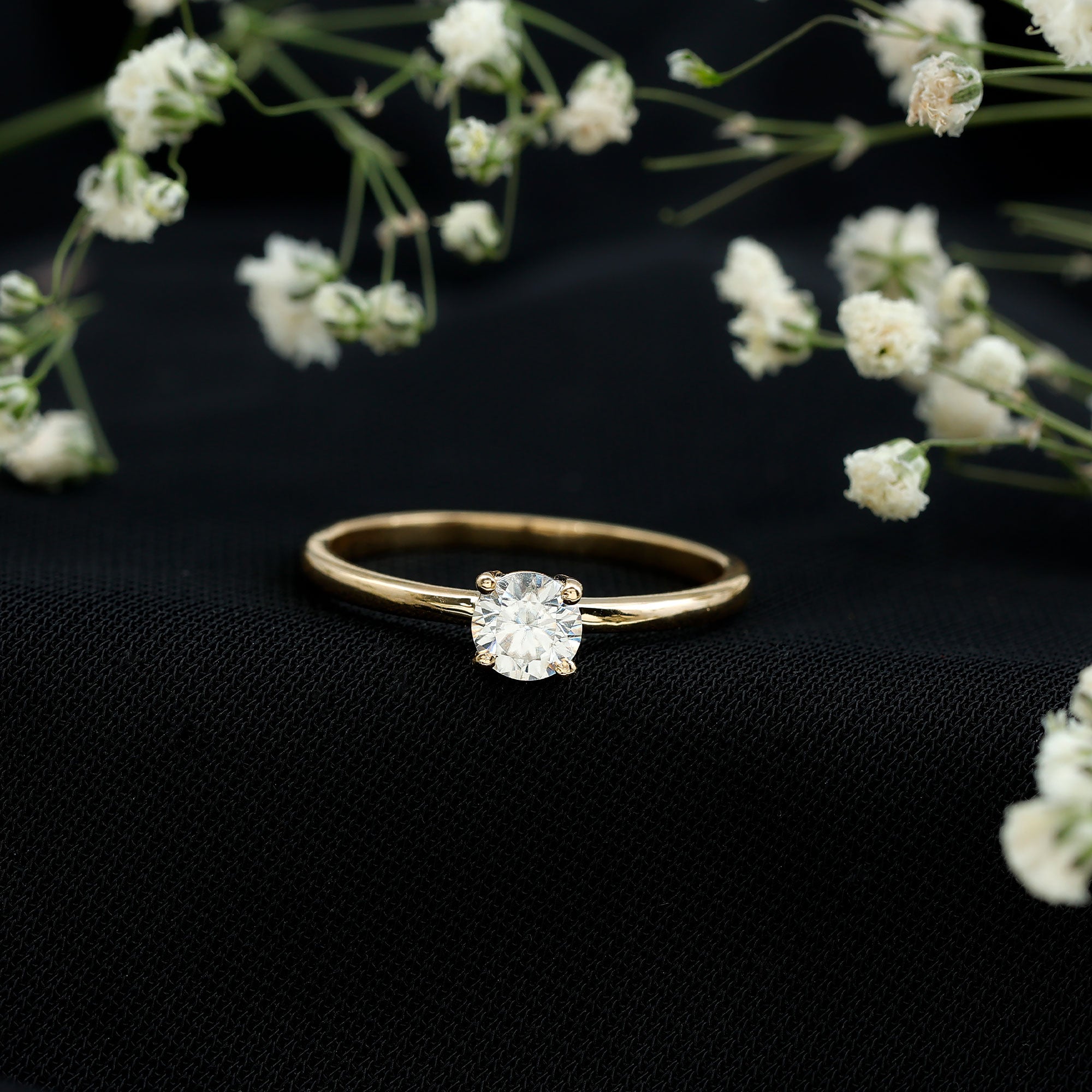 Brilliant Cut Lab Grown Diamond Solitaire Promise Ring Lab - ( EF-VS ) - Rosec Jewels