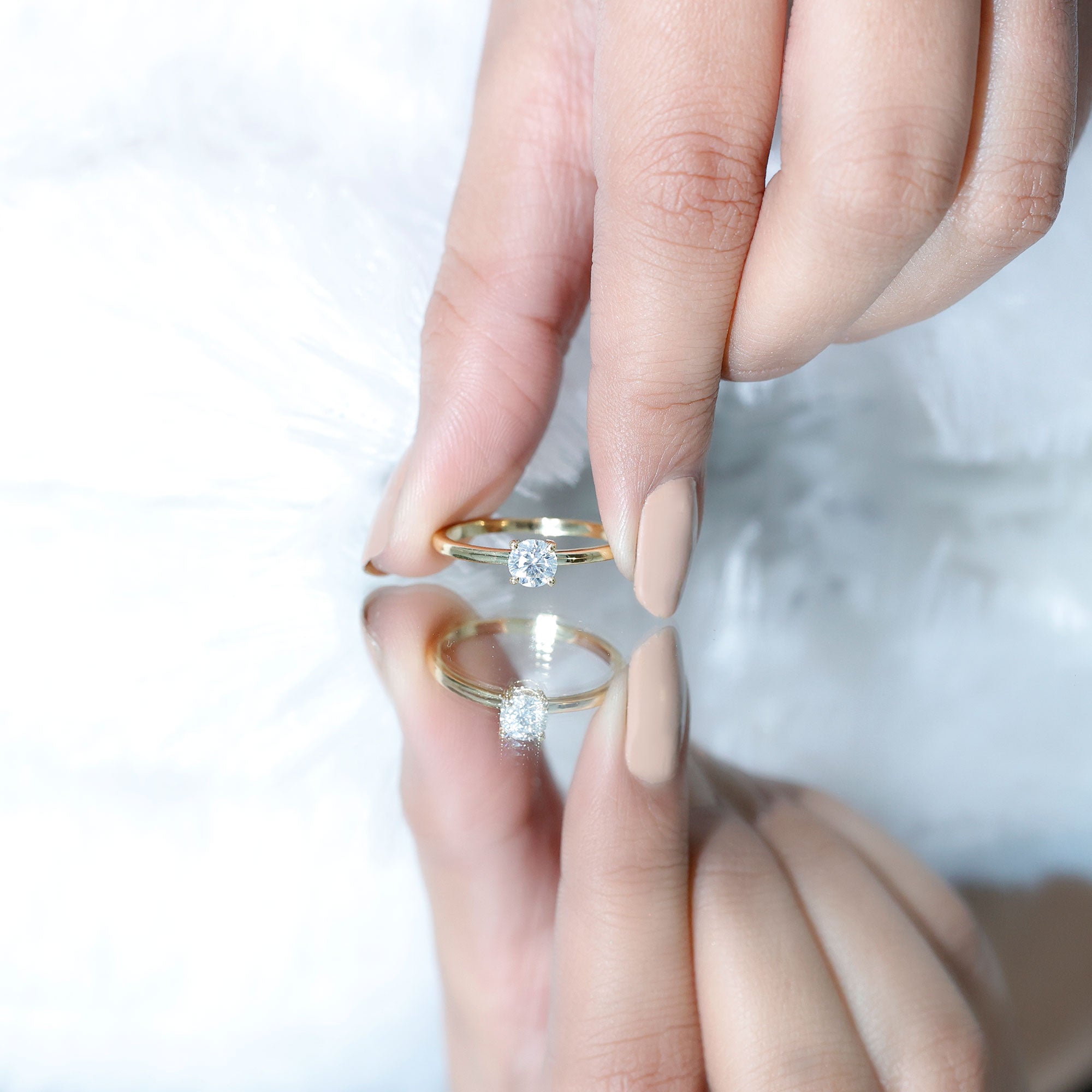 Brilliant Cut Lab Grown Diamond Solitaire Promise Ring Lab - ( EF-VS ) - Rosec Jewels