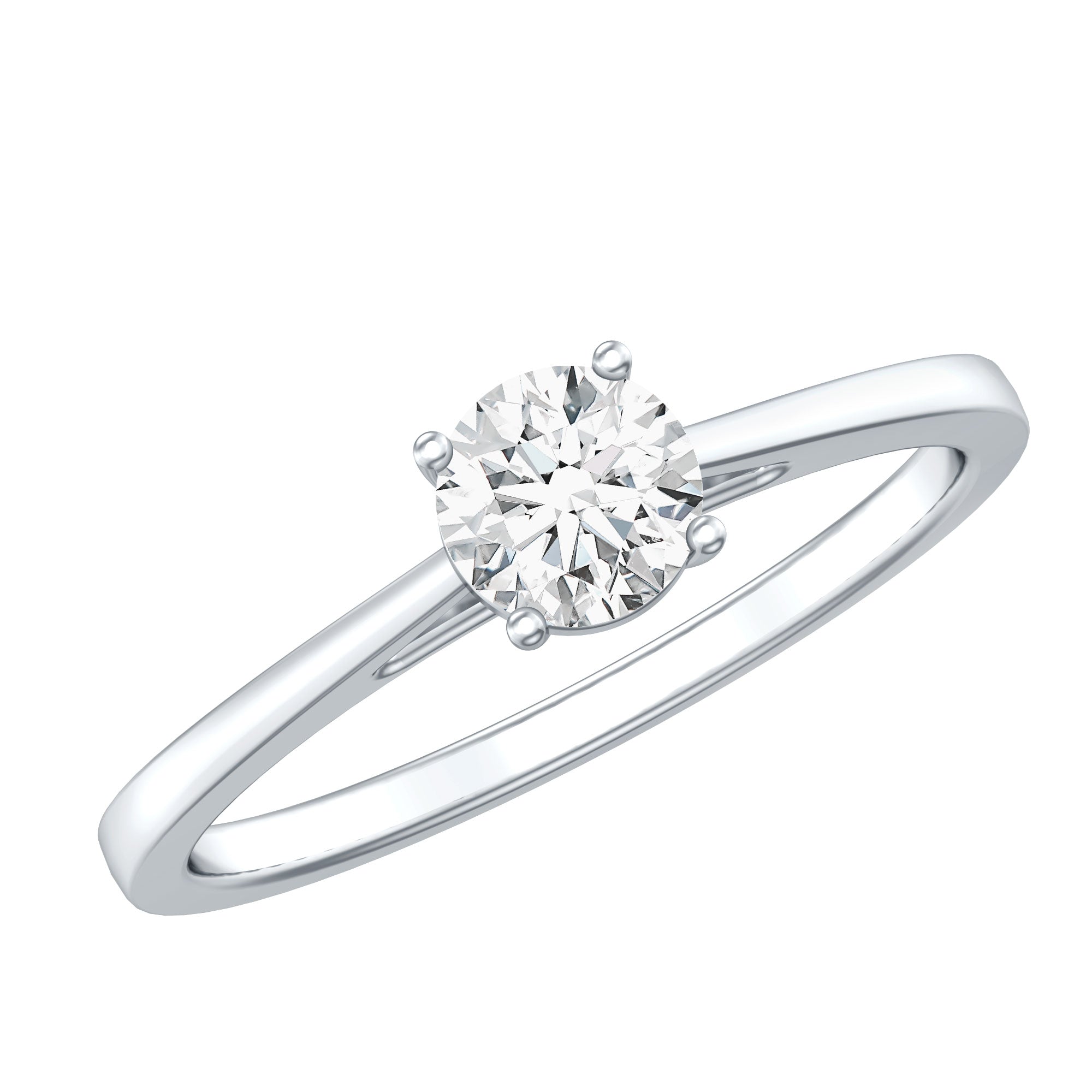 Minimal Round Lab Grown Diamond Solitaire Ring Lab - ( EF-VS ) - Rosec Jewels