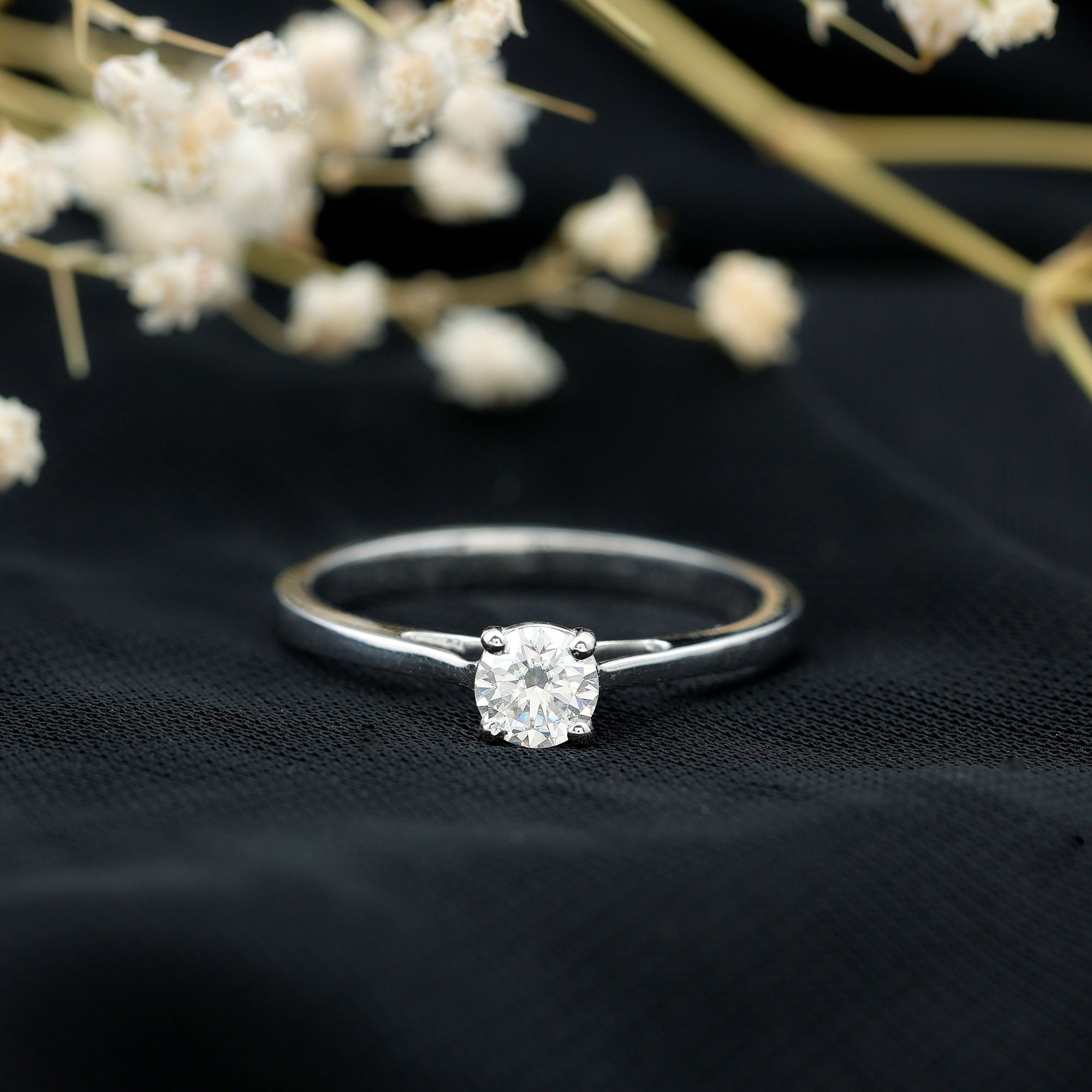 Minimal Round Lab Grown Diamond Solitaire Ring Lab - ( EF-VS ) - Rosec Jewels